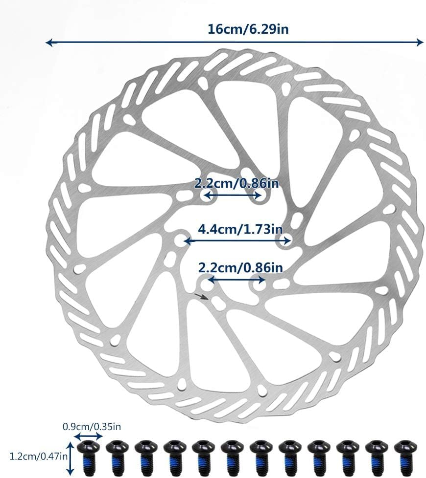 MJIYSGS 2-Pack 160/180/203Mm Bike Disc Brake Rotors, Stainless Steel Bicycle Rotors with 12 Screws, Compatible with Road/Mountain/Bmx/Mtb Bikes (160Mm) image number 5