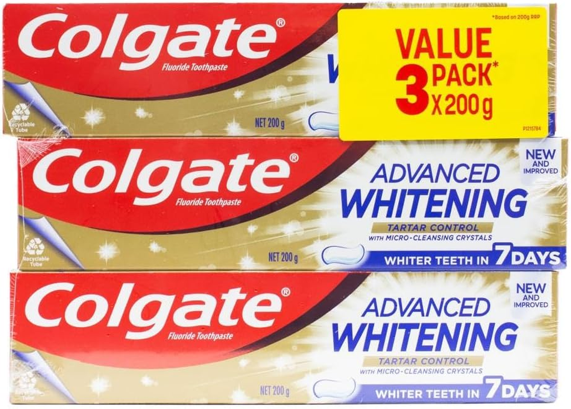 Colgate Advanced Whitening Toothpaste with Tartar Control, 200G, Pack of 3