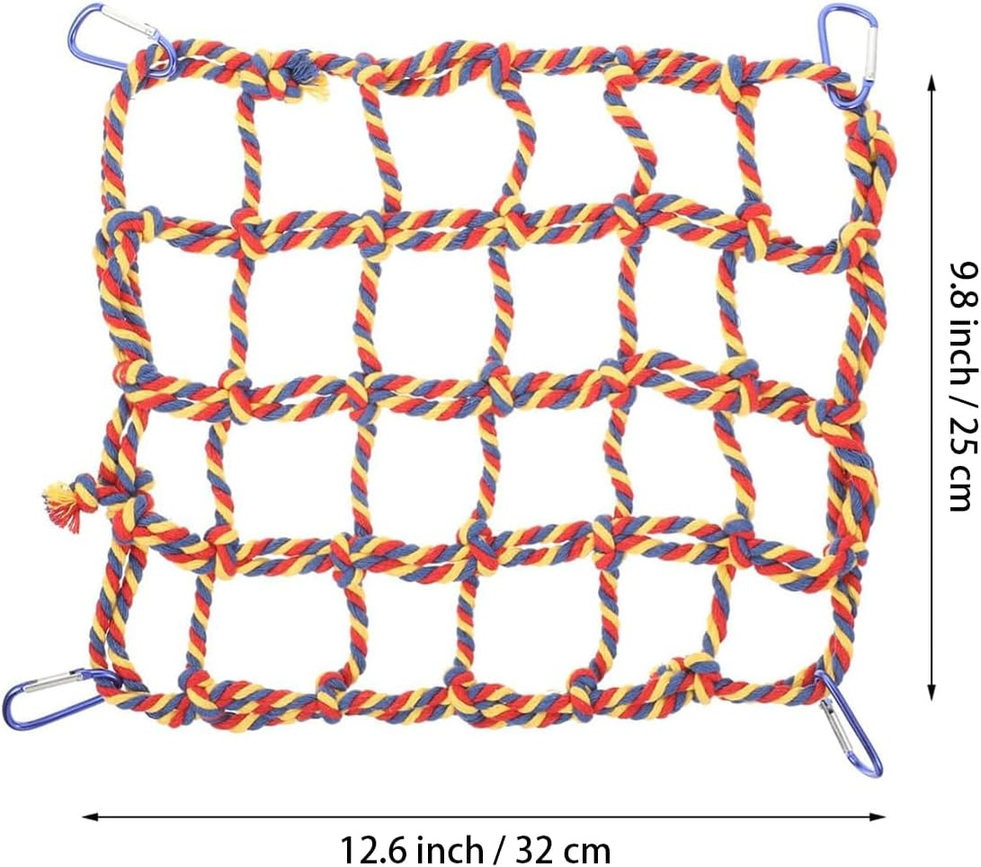 2 Pcs Bird Rope Net,32 X 25Cm Rat Climbing Rope Net,Small Animal Rope Net Cage Accessories for Rat Hamster Bird Ferret image number 1