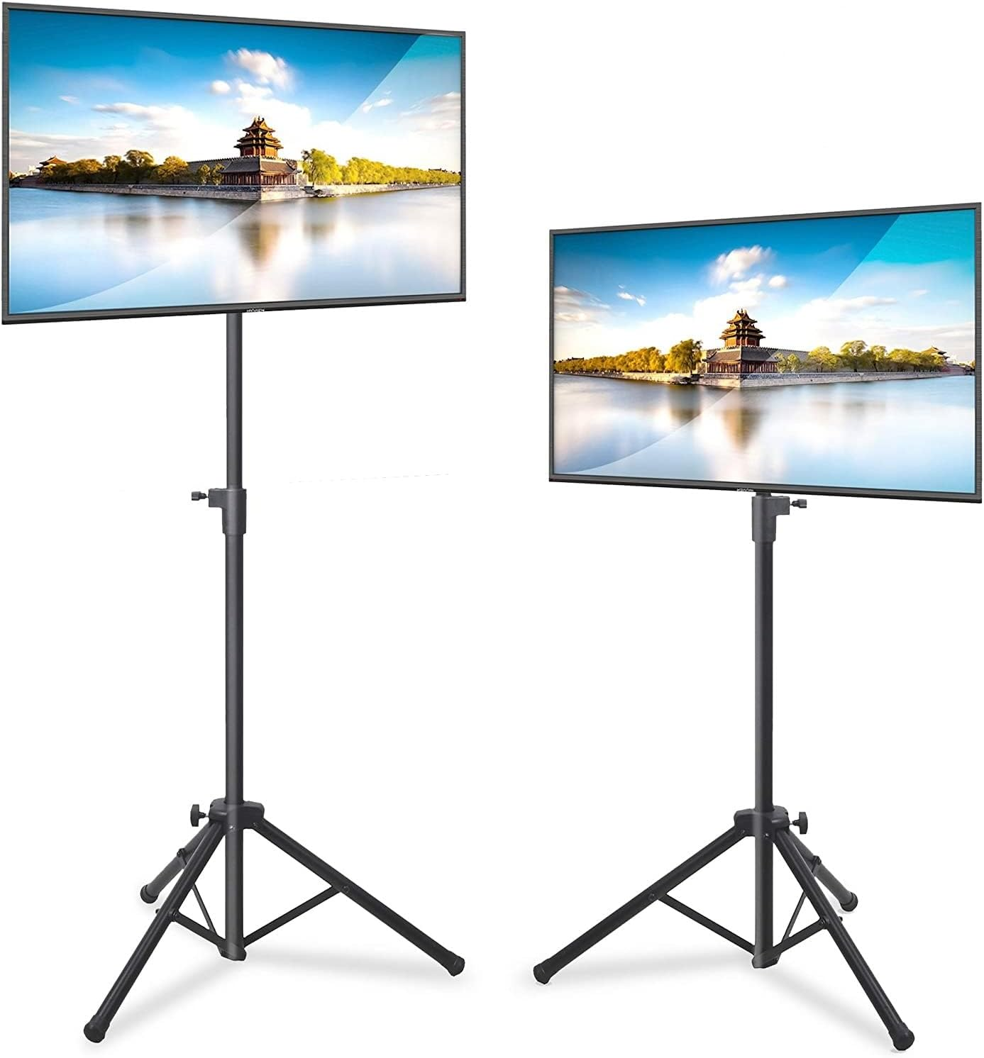 Pyle LED TV Tripod Stand - 2 Pcs Portable TV Stand, Foldable TV Stand Mount, Fits LCD Flat Panel Screen TV up to 32" W/Adjustable Tilt & Height, 22Lbs Weight Capacity, VESA 75, 100 - PTVSTNDPT3215X2 image number 6