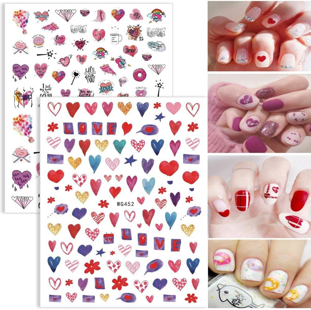 Valentines Day Nail Art Stickers Decals 6 Sheets 3D Self-Adhesive Valentines Nail Art Supplies Stickers for Acrylic Nails Sexy Lips Heart Love Cupid Designs Sticker for Women Girls image number 5