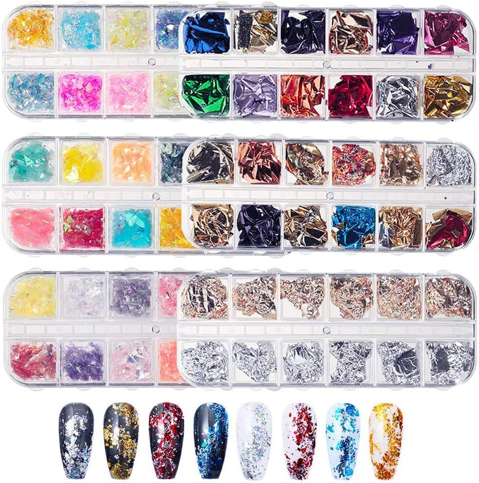 6 Boxes Nail Art Glitter Sequins Sparkling Decoration Glitter Nail for Nail Art Design