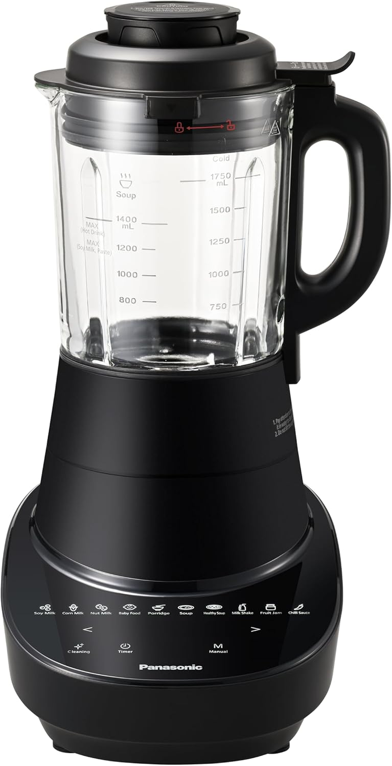 Panasonic All-In-One Smart Hot & Cold Blender for Making Soups, Baby Food, Smoothies, Soy Milk, Nut Milk, Self Clean Mode, Keep Warm Mode with 10 Auto Menus (MX-HG6401KST)