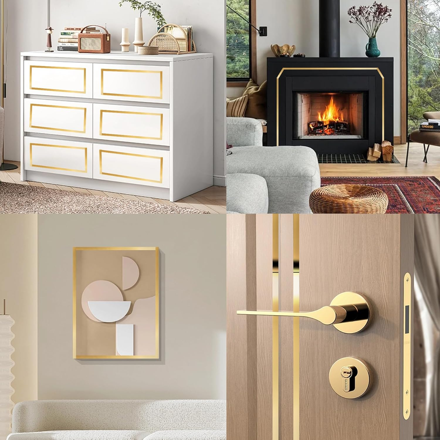 Gold Metalized Mirror-Like Finish Molding Trim, Peel and Stick Strip for Mirror Frame, Wall, Fireplace and Home DIY Decoration (16.4 Ft X 0.8 Inch) image number 3