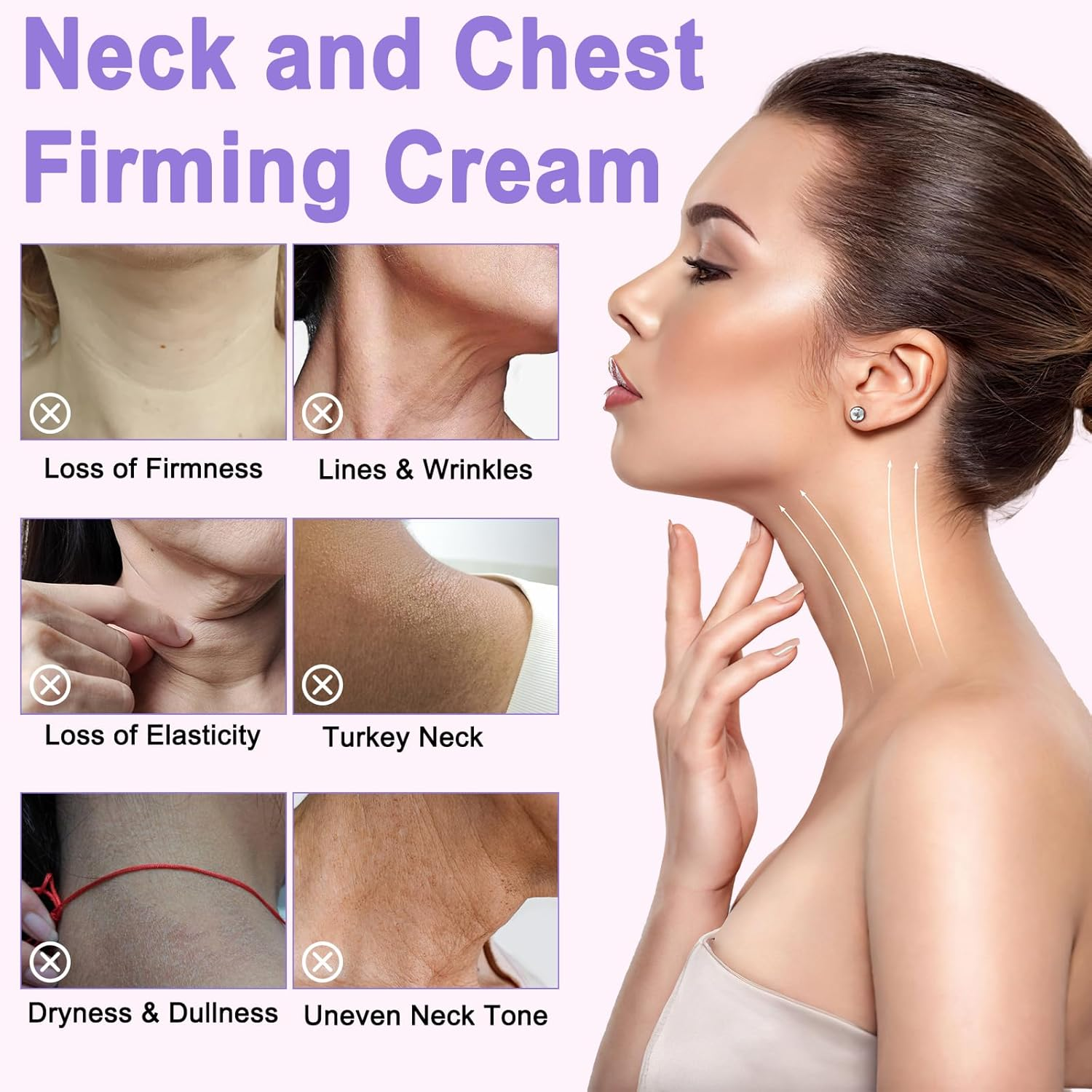 Neck Cream Tighten Lift, Retinol Lotions with Roller, Neck Chest Wrinkles Body Care, Firming Skin and Face Lifting, Collagen Moisturizer, Tightening Lotion Skincare for Women