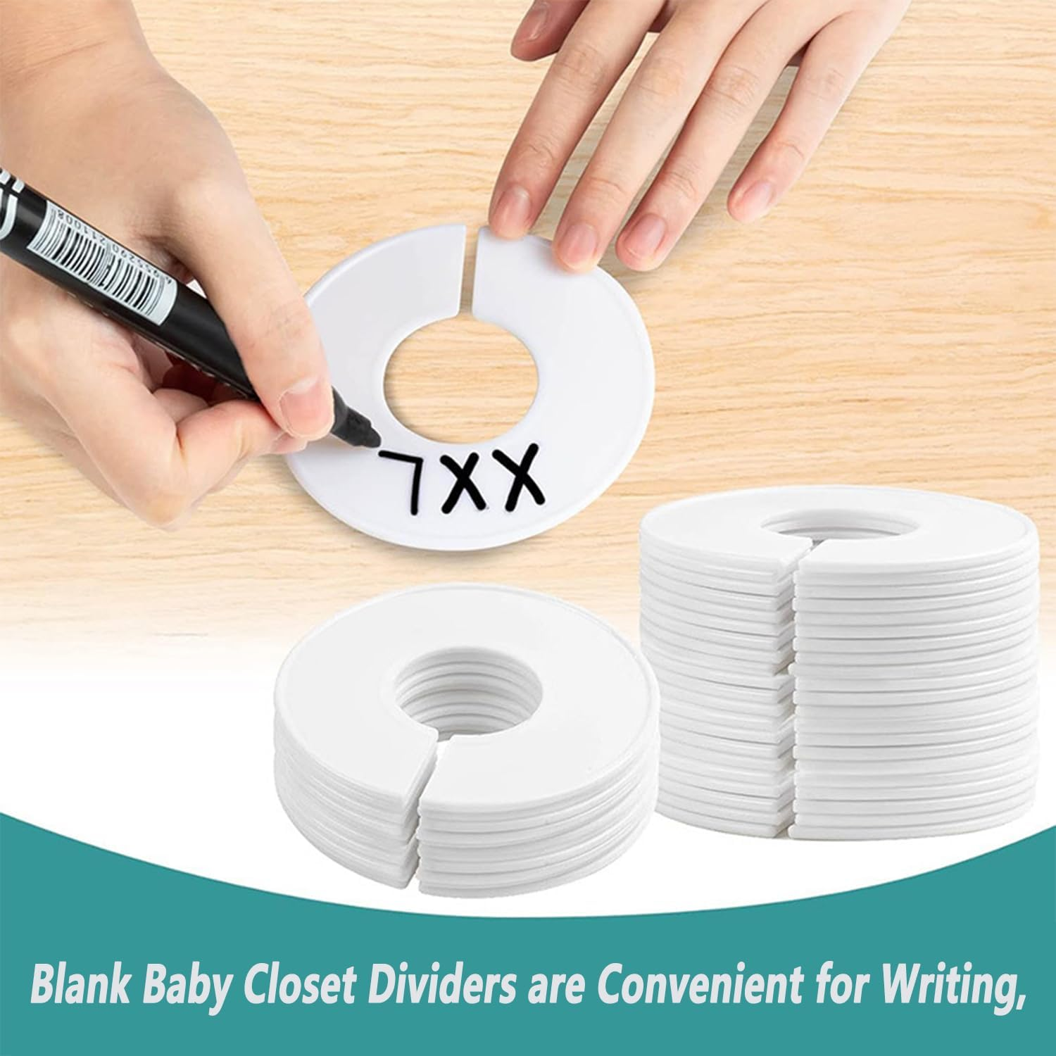 Baby Closet Dividers, 9 PCS Clothes Organizer Rack Size Dividers, Wardrobe round Hangers Label Closet Organizer for Nursery Baby Toddler Clothes Size Age Dividers Fits 1.5" Rod image number 1