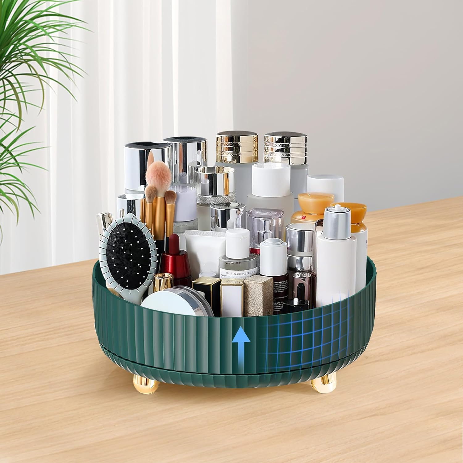 Lacusmall Rotating Makeup Organiser, 360 Rotating Organiser Spinner Tray, Rotating Lazy Susan Organizer Is Perfect for Optimizing Storage in Bedroom Dresser or Vanity Countertop, Green