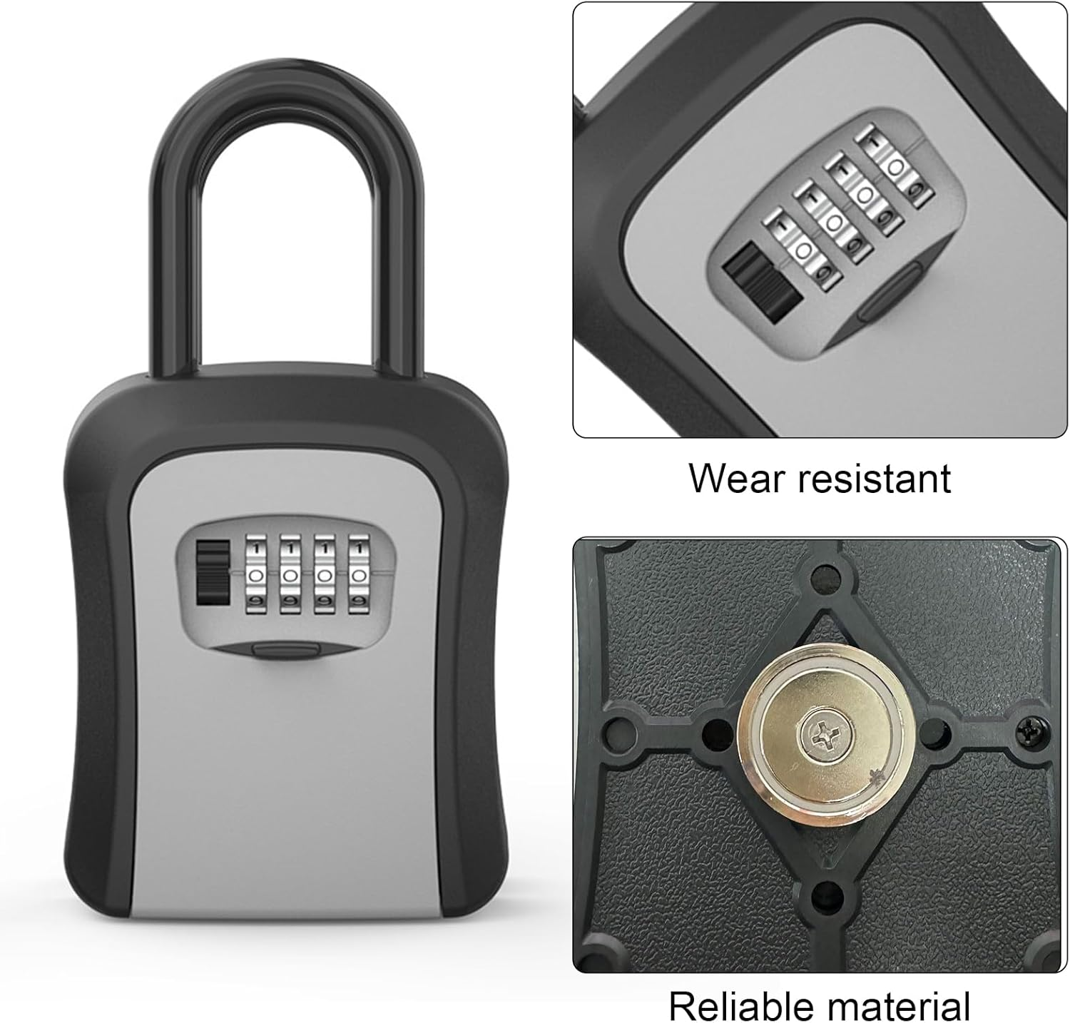 Ogetok Key Lock Box, Wall Mounted Key Safe Security Storage Box with Resettable Code for House Keys, Portable Combination Lockbox for Home, Office, Outdoor Garden, Store, Apartment, Black image number 3