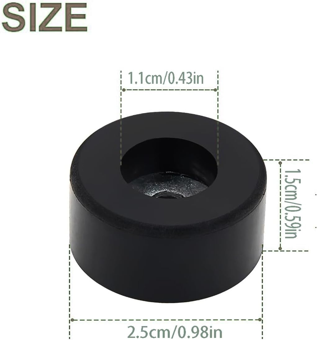 Roczential 16 Pack Speaker Rubber Feet with Stainless Washer round Rubber Feet for Subwoofer Speaker Road Case Furniture Feet (25X15Mm Black) image number 4