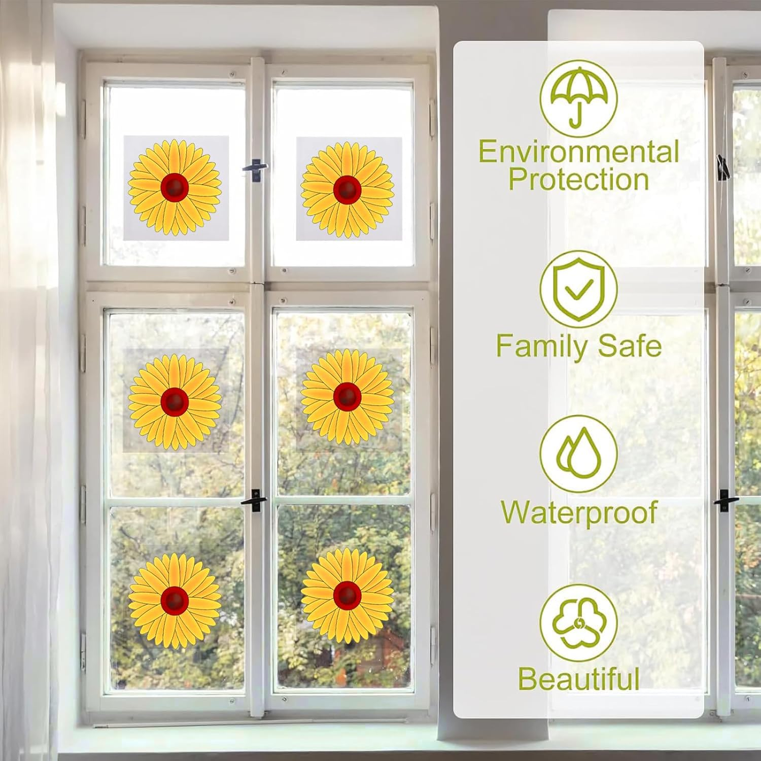 Zalizr 15 Pack Window Fly Paper, Indoor Sticky Fly Tape, Plant Gnat Bug Traps, Sunflower Decoration Design for Fruit Flies, Moths, Mosquitoes - Yellow image number 5