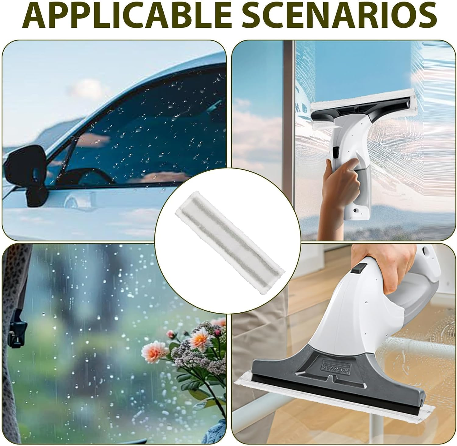 Microfibre Mop Covers Compatible with K&auml;rcher Window Cleaner, Pack of 4 Replacement Mop Cover, Window Cleaner Replacement Parts Accessories, High Cleaning Performance for Window Cleaning (WV1 WV2 WV5) image number 1