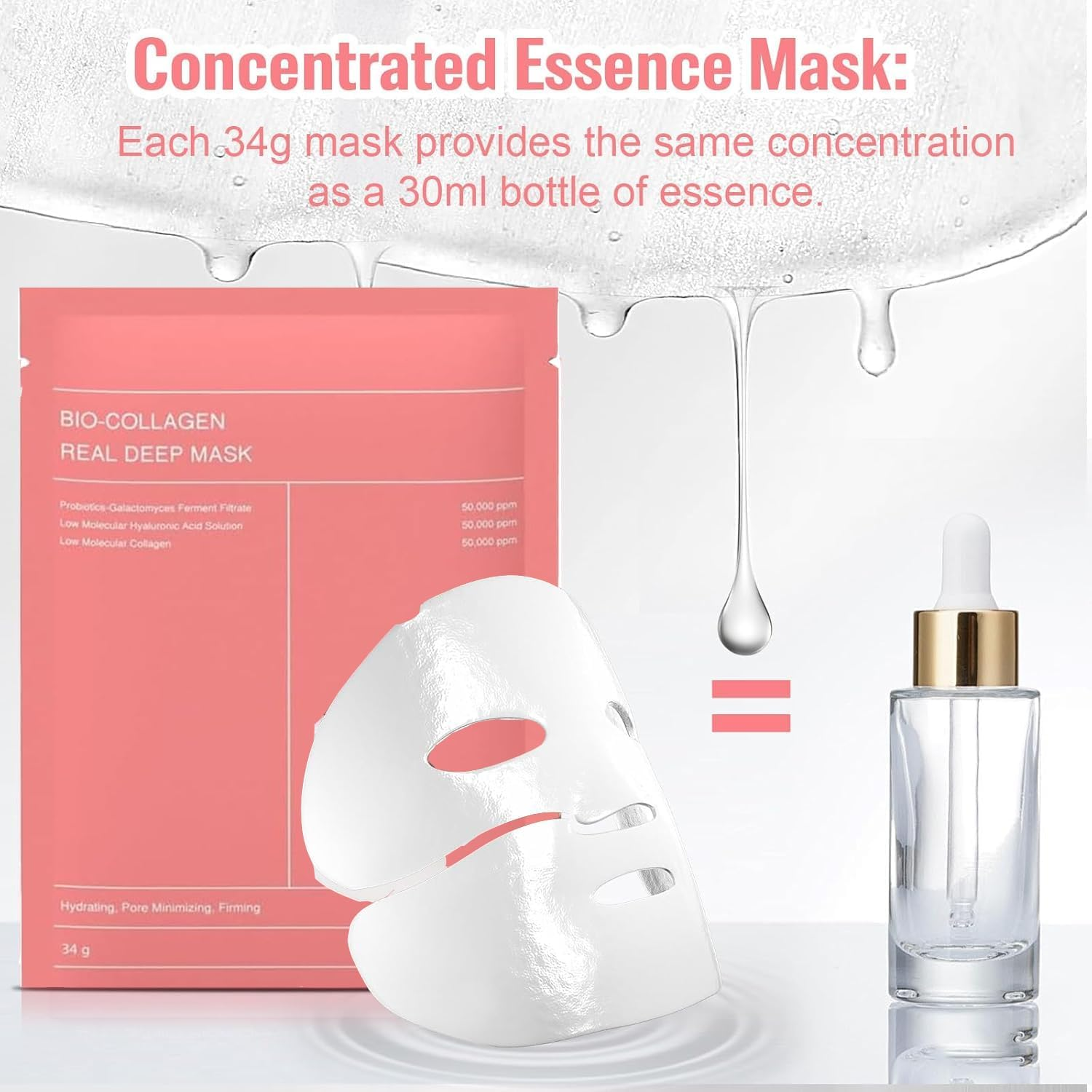 CEELGY 4Pcs Bio Collagen Mask,Hydrating Overnight Hydrogel Mask for All Skin Types, Collagen Night Wrapping Mask, Deep Moisturizing, Pore Minimizing, Firming. 34G X 4Ea image number 1