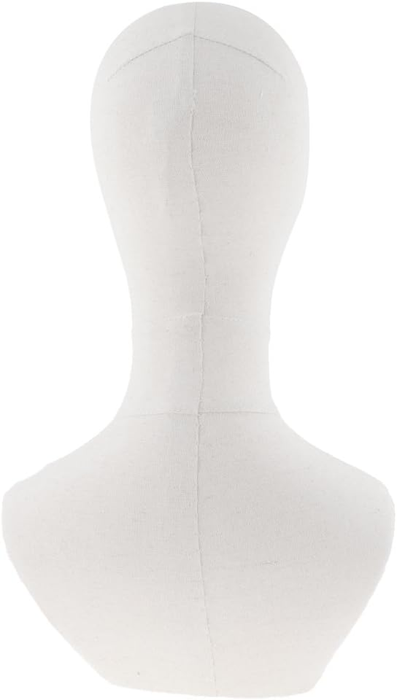 B Baosity Canvas Block Cork Head Model, Hair Wig Hairpiece Making Display Stand, Mannequin Manikin Head with Shoulder Bust image number 5
