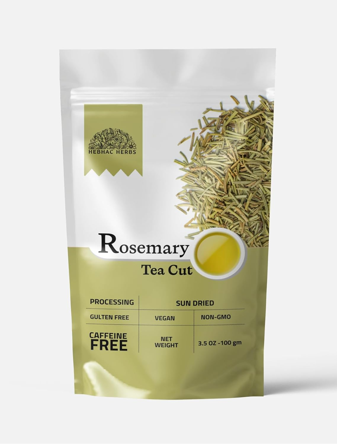 Rosemary Leaf Tea Cut 100 G | Dry Rosemary Sprigs| Rosmarinus Officinalis Leaves for Herbal Tea | Premium Quality Loose Leaf Tea by Hebhac Herbals image number 4