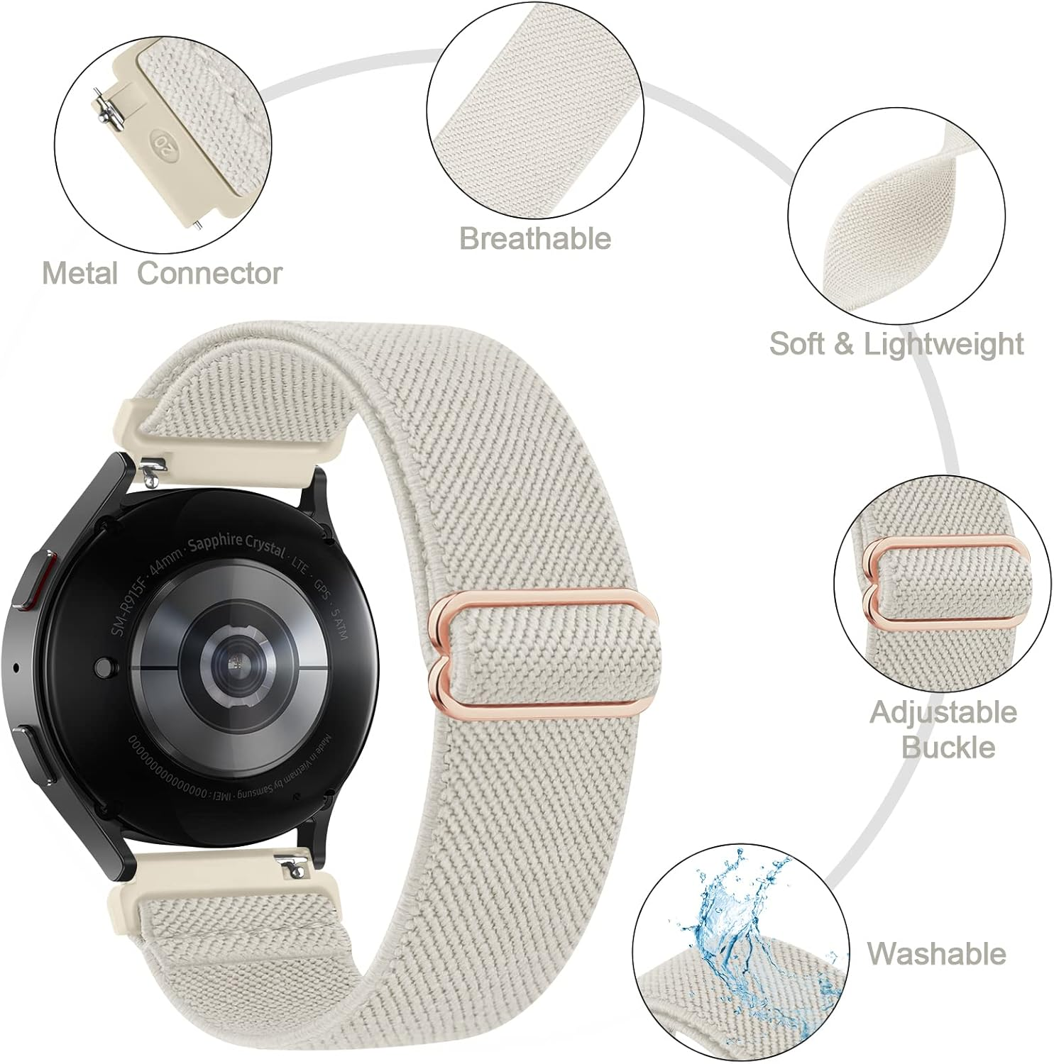 3 Pack Elastic Bands for Garmin Forerunner 245/245 Music Bands Women Men, 20Mm Soft Stretchy Nylon Sport Straps for Garmin Vivoactive 6/5/3 Smartwatch - Green Arrow+Leopard+Black image number 3