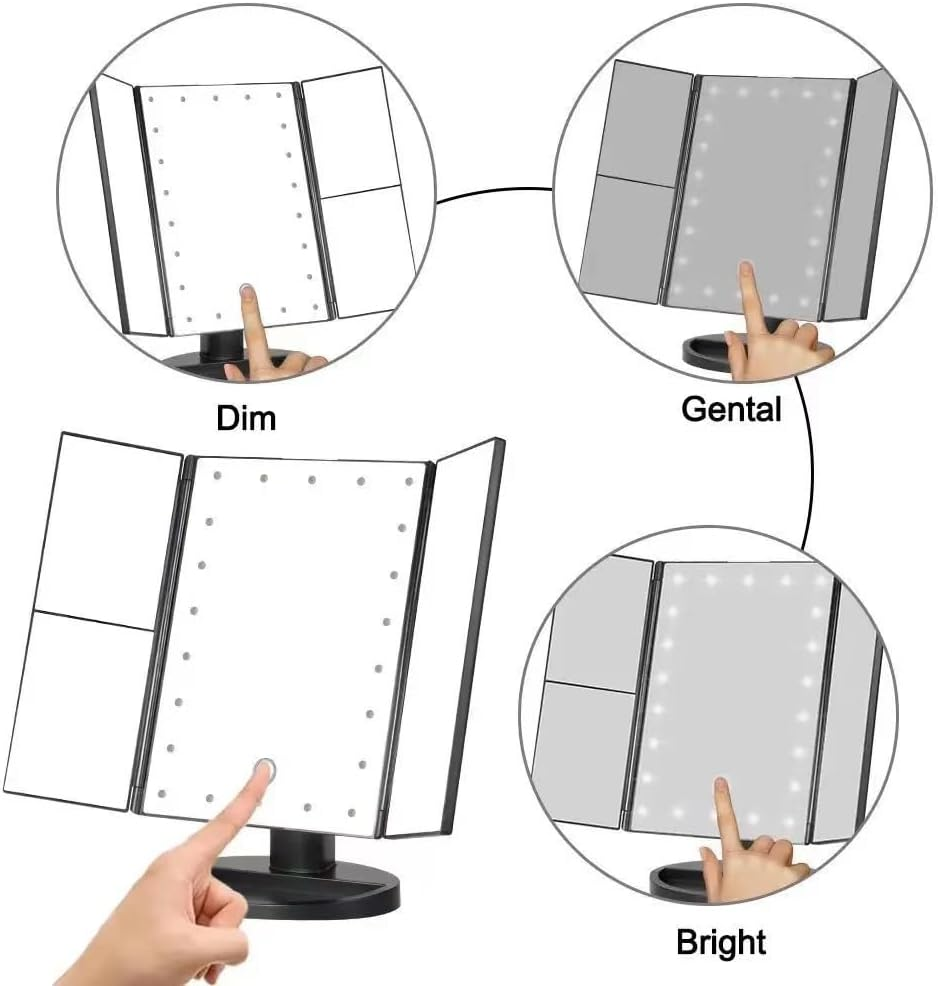 FIME. Makeup Mirror with 3X Magnification, 21 LED Lights, 180 Degree Rotation, Portable Travel Size,Table Mirror with Touch Screen, Portable Travel Cosmetic Mirror image number 1