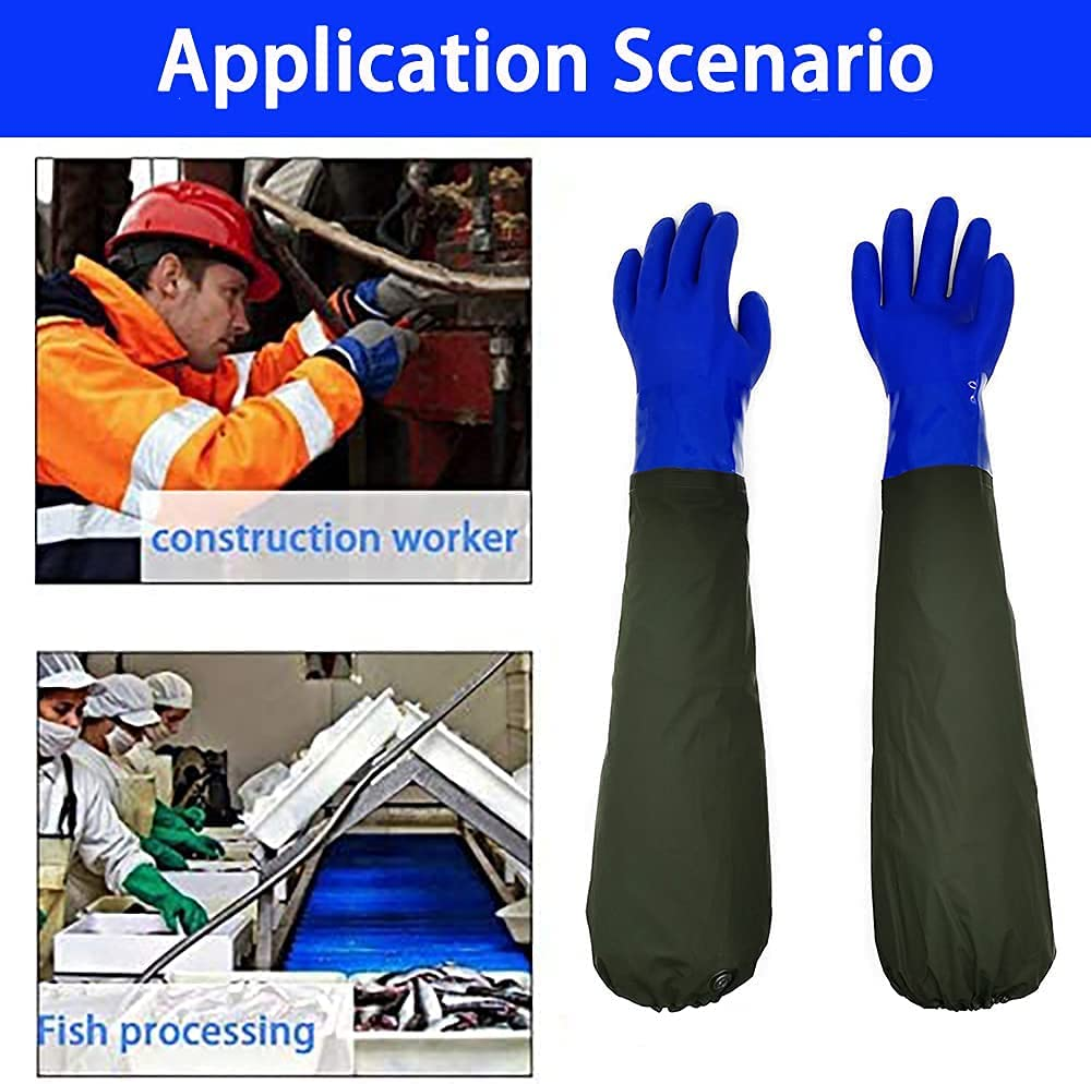 Long Waterproof Rubber Gloves, Pond Gloves, 28&rdquo; Shoulder Length Insulated PVC Coated Chemical Resistant Gloves Reusable, Resist Acid, Alkali & Oil, Machinery, Industry, Fishery, Aquarium Gloves image number 1