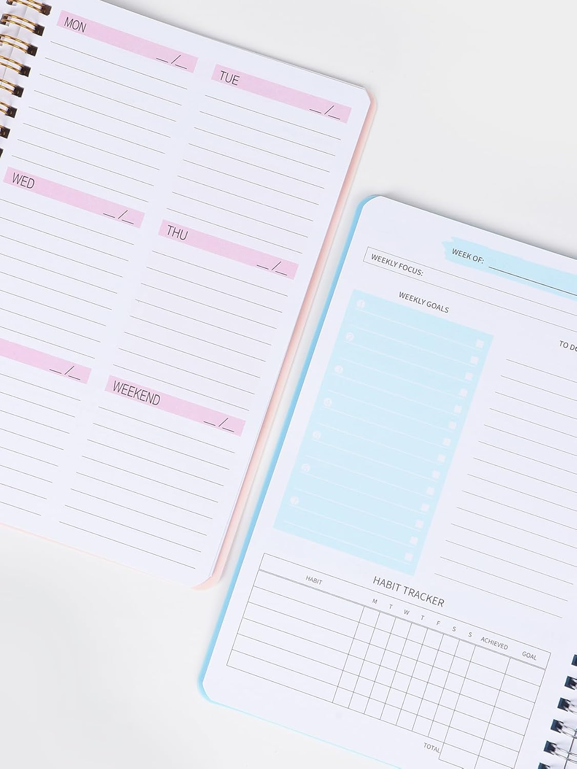 Weforu A5 Weekly Planner Organizer Book with To-Do List,Weekly Goals,Habit Tracker for 52 Weeks Planning Notebook 8.5"X 6" Inch (Pink) image number 6