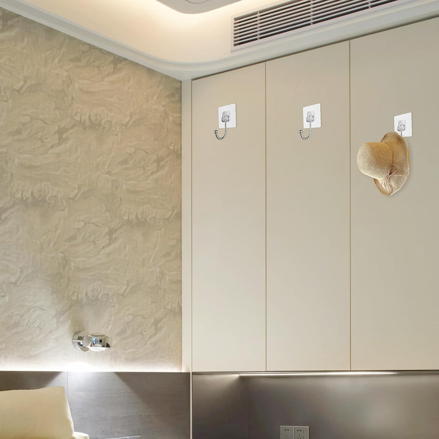 10PCS Self Adhesive Hooks for Hanging, Wall Hooks, Bathroom Hooks, Towel Coat Hooks, Waterproof Oilproof Sticky Hooks, Ceiling Hook, Command Hooks, Kitchen Office Outdoor Home Improvement Utility Hook image number 1