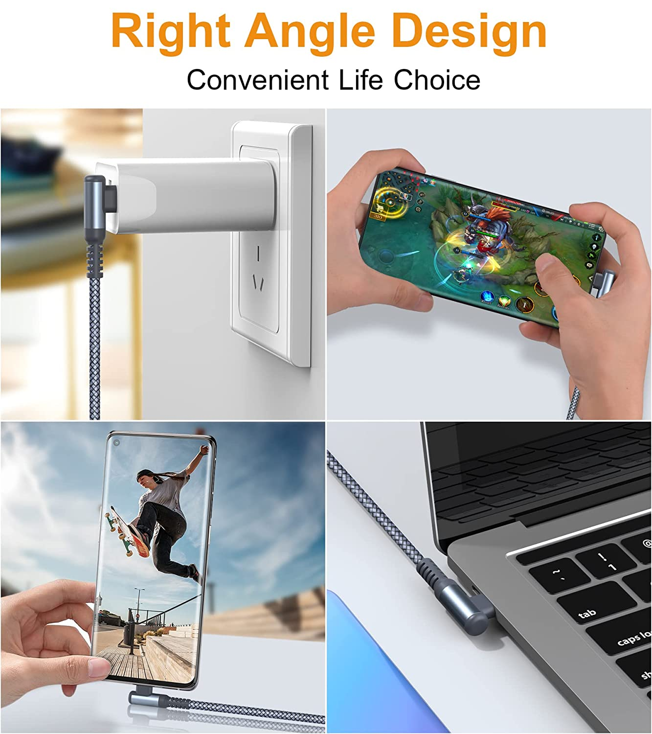 Sweguard USB Type C Charger Cable Right Angle [2-Pack,2M] Iphone 17 Charger Nylon Braided Cord for Iphone 17 16 15 Pro Max Air Plus, Samsung Galaxy S25 S24 S23 S22 S21 S20 S10 S9 S8 Note Pixel LG Moto image number 6