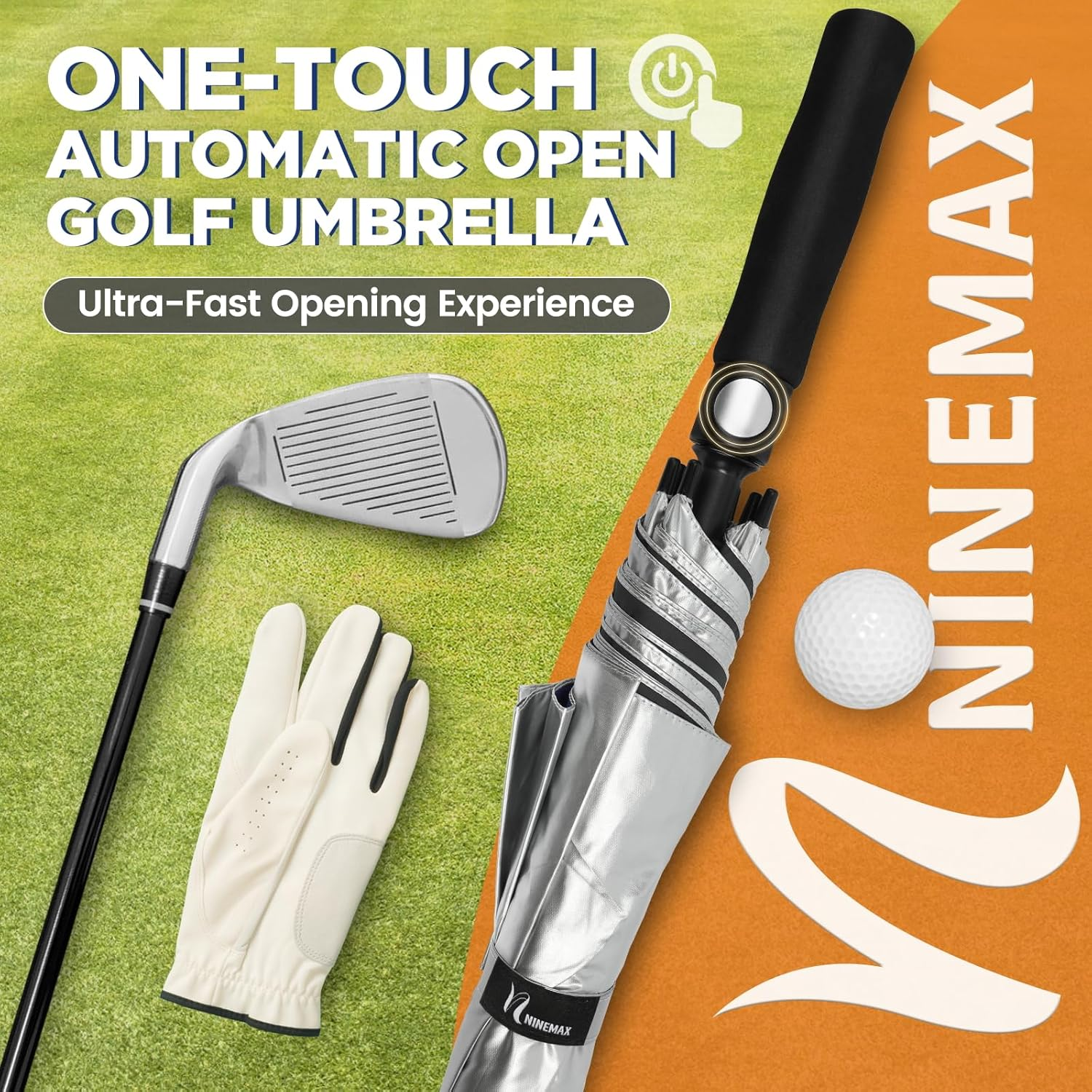 NINEMAX Golf Umbrella 68/62/ Inch UV Protection Large Umbrellas Windproof Double Canopy, Automatic Open Umbrellas image number 4
