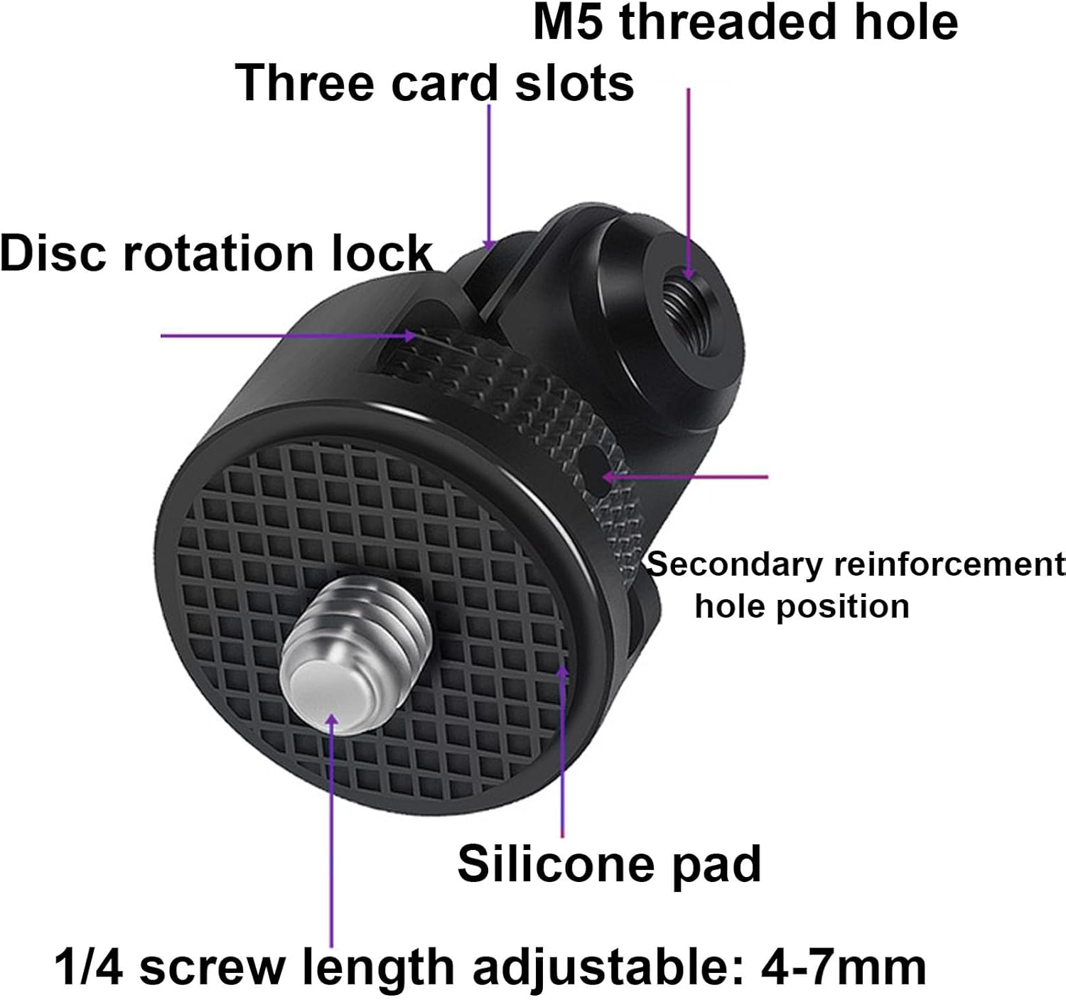 Giswell Aluminium Tripod Adapter, 1/4 Inch Camera Mount Adapter, Aluminium 1/4 Inch Camera Mount Adapter, for Insta360 ONE R X2 for Gopro 10 9 8 MAX image number 4