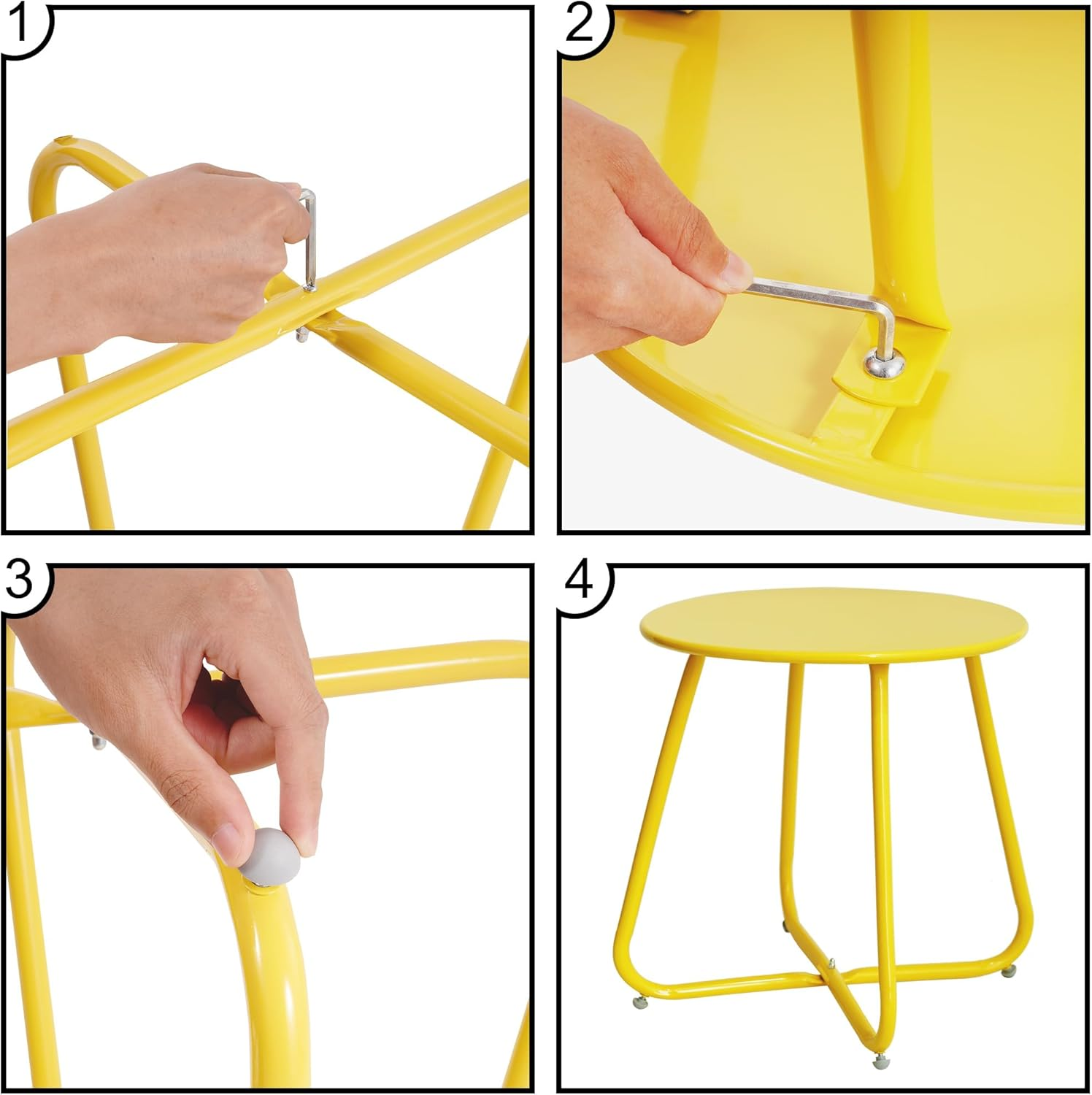 Elevon Weather Resistant Outdoor 17.5&rdquo; round End Accent Table for Bistro Balcony, Yellow image number 4