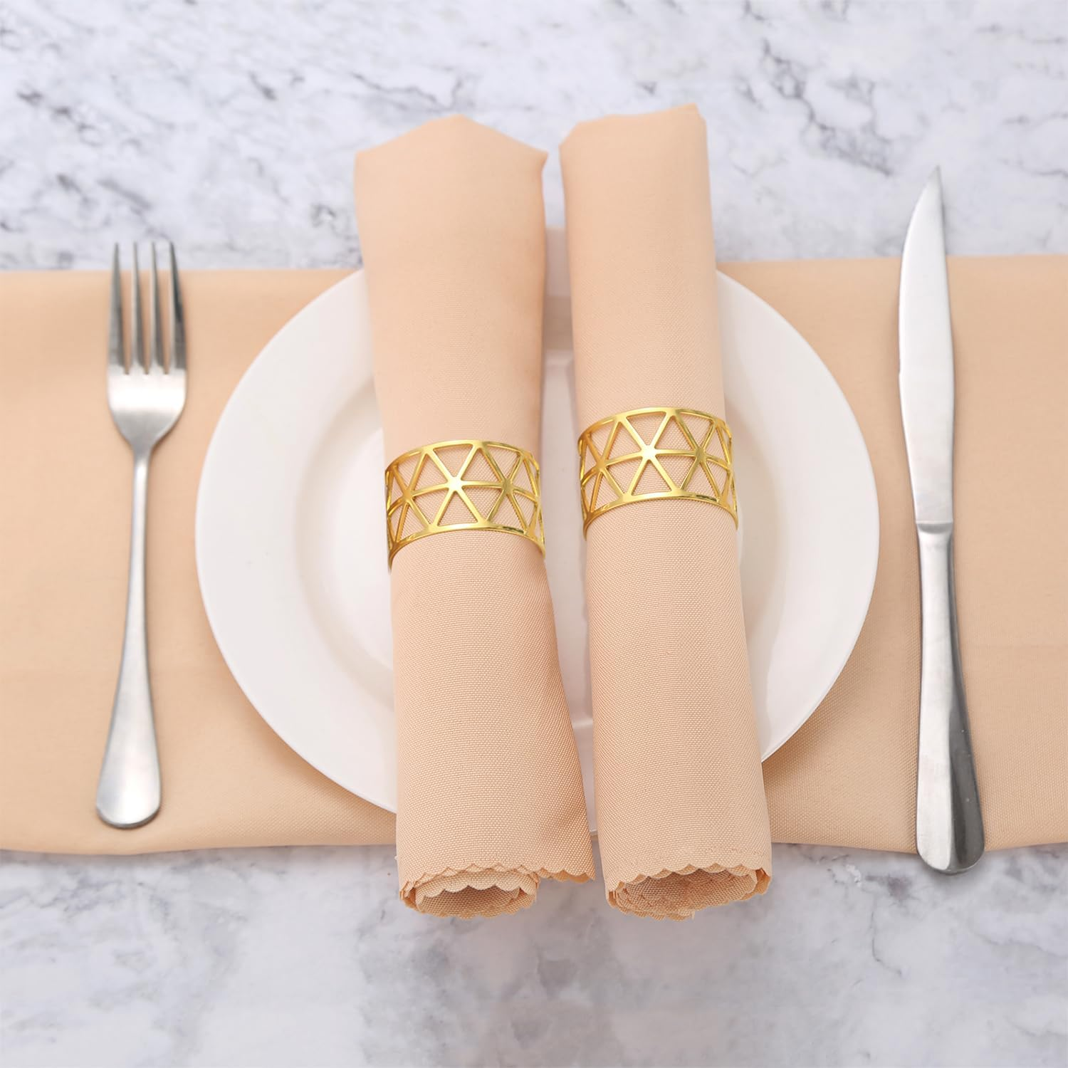 12Pcs Napkin Rings,Funcyboo Gold Napkin Rings Set Metal Napkin Rings Napkin Holder for Wedding Party Christmas Dinner Table Decorations(Gold) image number 3