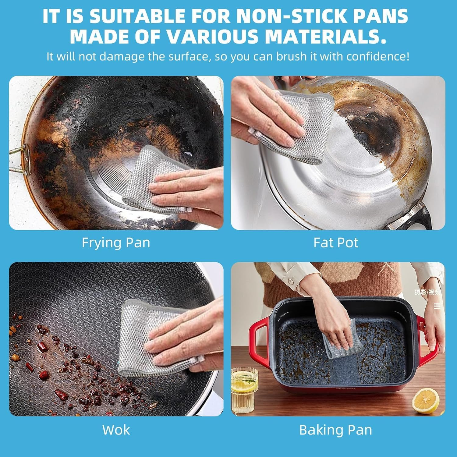 10 Pcs Double Stainless Steel Scrubber,Mesh Microfiber Cleaning Cloth,Wire Cleaning Cloths,Non-Scratch Wire Dish Cloth,Steel Wool for Dish,Metal Dish Rags for Dishes, Counters, Stove image number 2