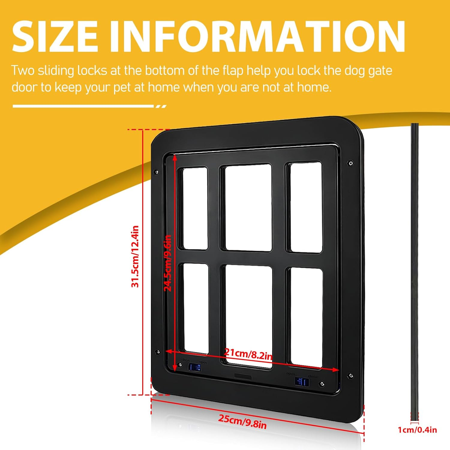 Cat Flap, Fly Screen, 31.5 Cm X 25 Cm, Pet Flap, Fly Screen with Magnet, Lockable, Dog Flap, Cat Door, Pet Door for Cats and Small Dogs (Black) image number 2