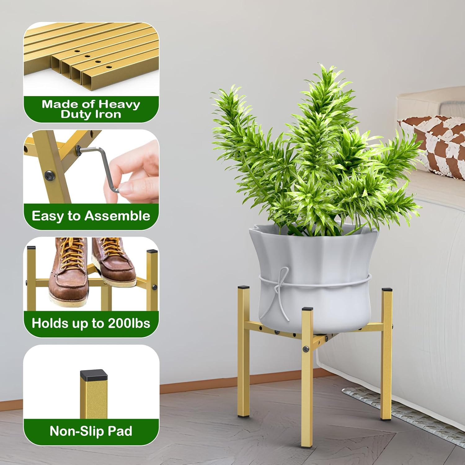 Flower Stand Decoration Flower Pot Shelf Iron Pot Stand Planter Holder for Flower Pot Home Garden Corner Porch Wedding Garden Home Decoration (Pot and Plant Not in The image number 2