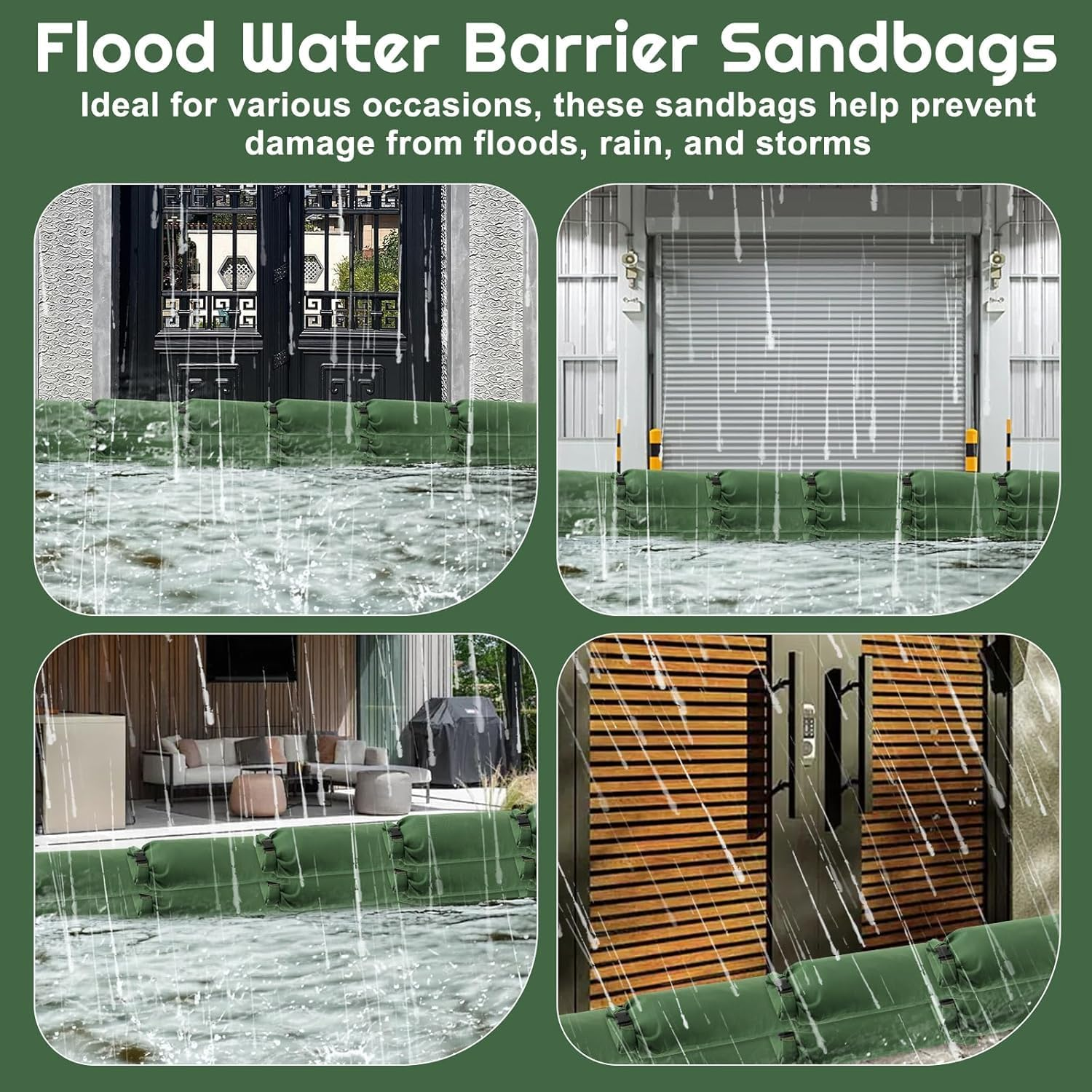 Flood Water Barrier Sand Bags - 6Pcsthickened Long Canvas Flood Protection Sandbags with Insert Buckle Bags for Home Door Window Swimming Pool Covers,Reusable Quick Flood Barrier image number 4