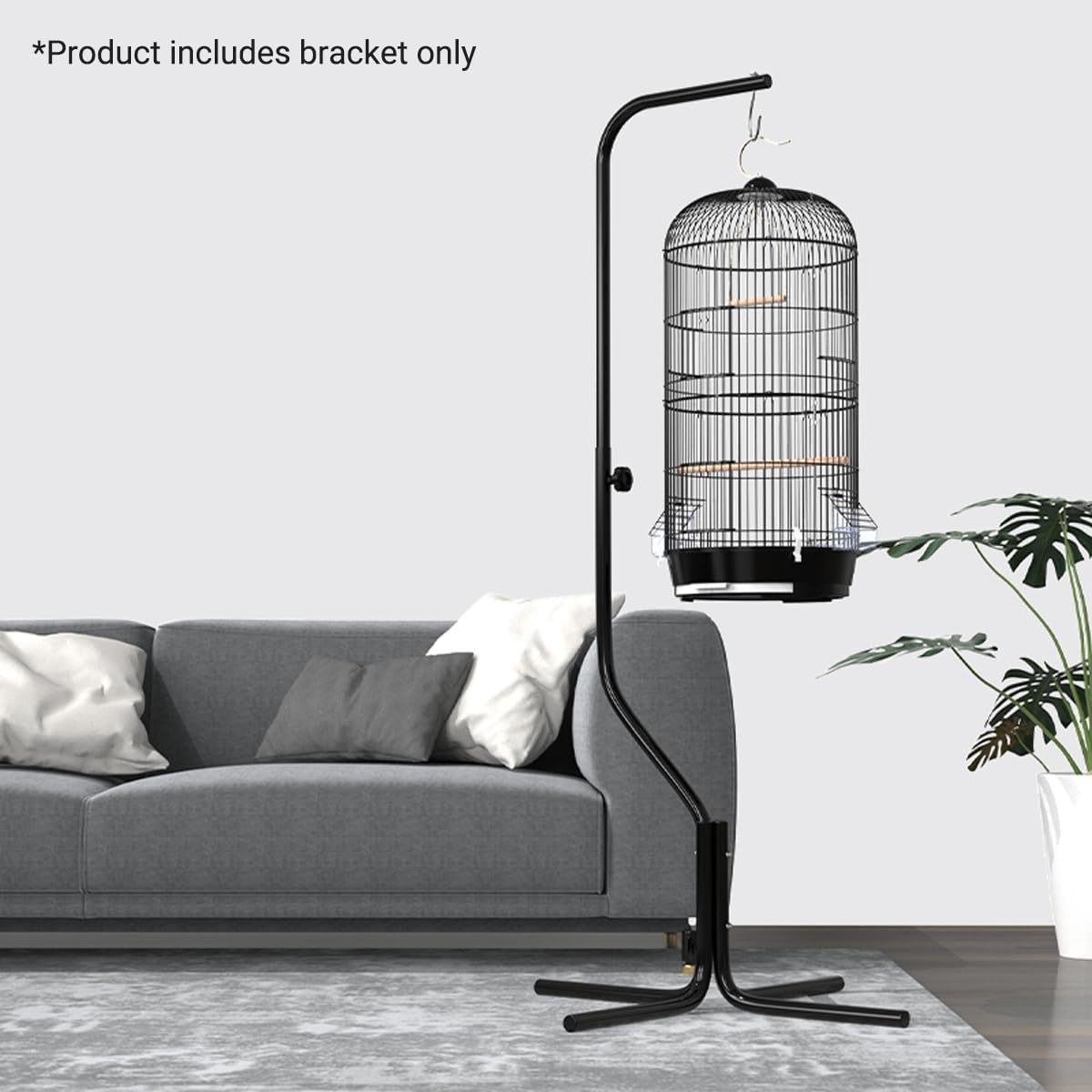 AIMALL Adjustable Birdcage Stand, Four-Legged Telescopic Metal Bracket, 29.52 X 66.92 Inch, 360&deg; Rotating Hook, Black or White, Sturdy and Stable Design