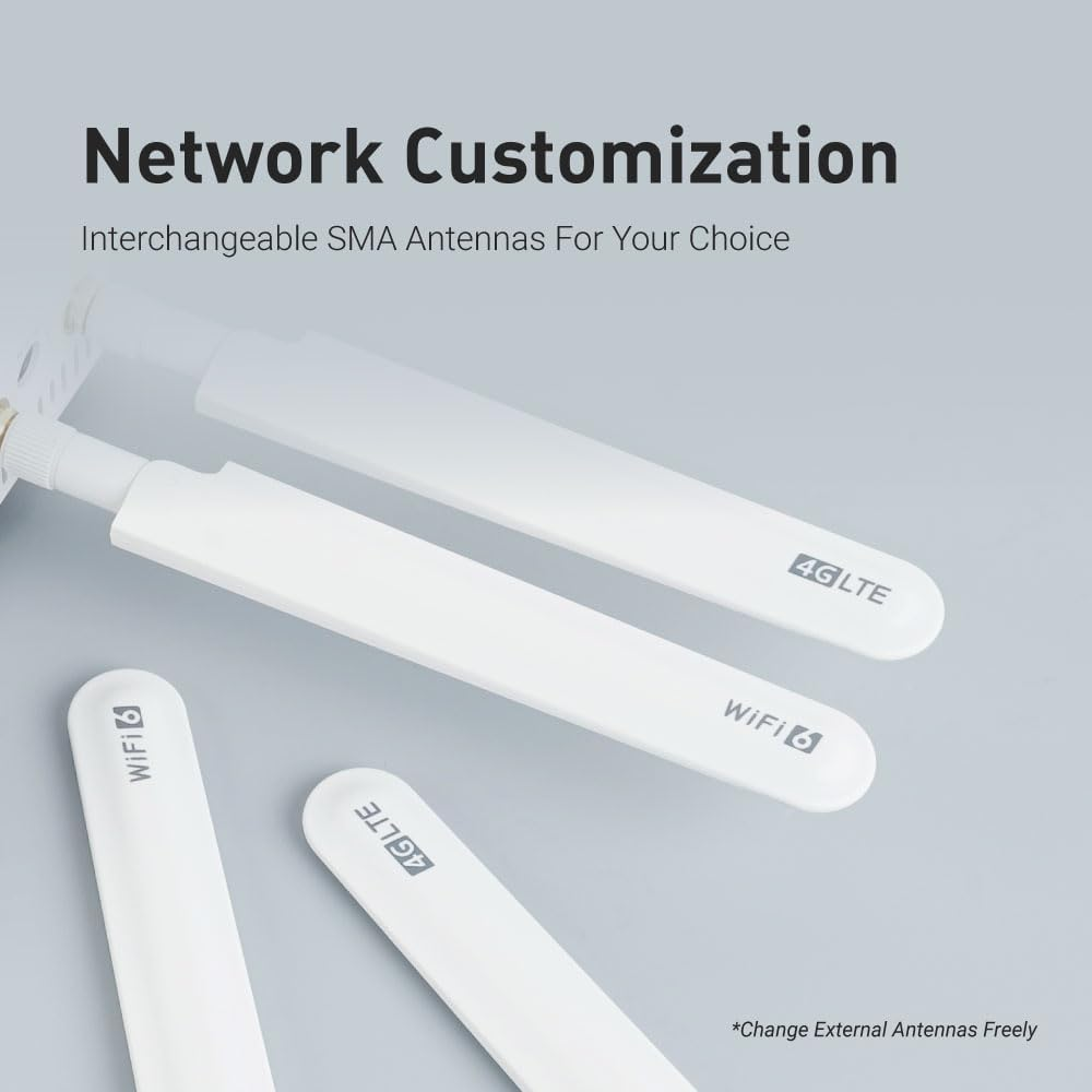 Gl-X2000(Spitz Plus) Cellular Gateway 4G LTE Router for Home, RV, Road Trips, Offices, CAT 12, Wifi 6 Router, Detachable Antennas, Dual-Sim, T-Mobile & AT&T Iot Certified, Openvpn, Wireguard image number 3