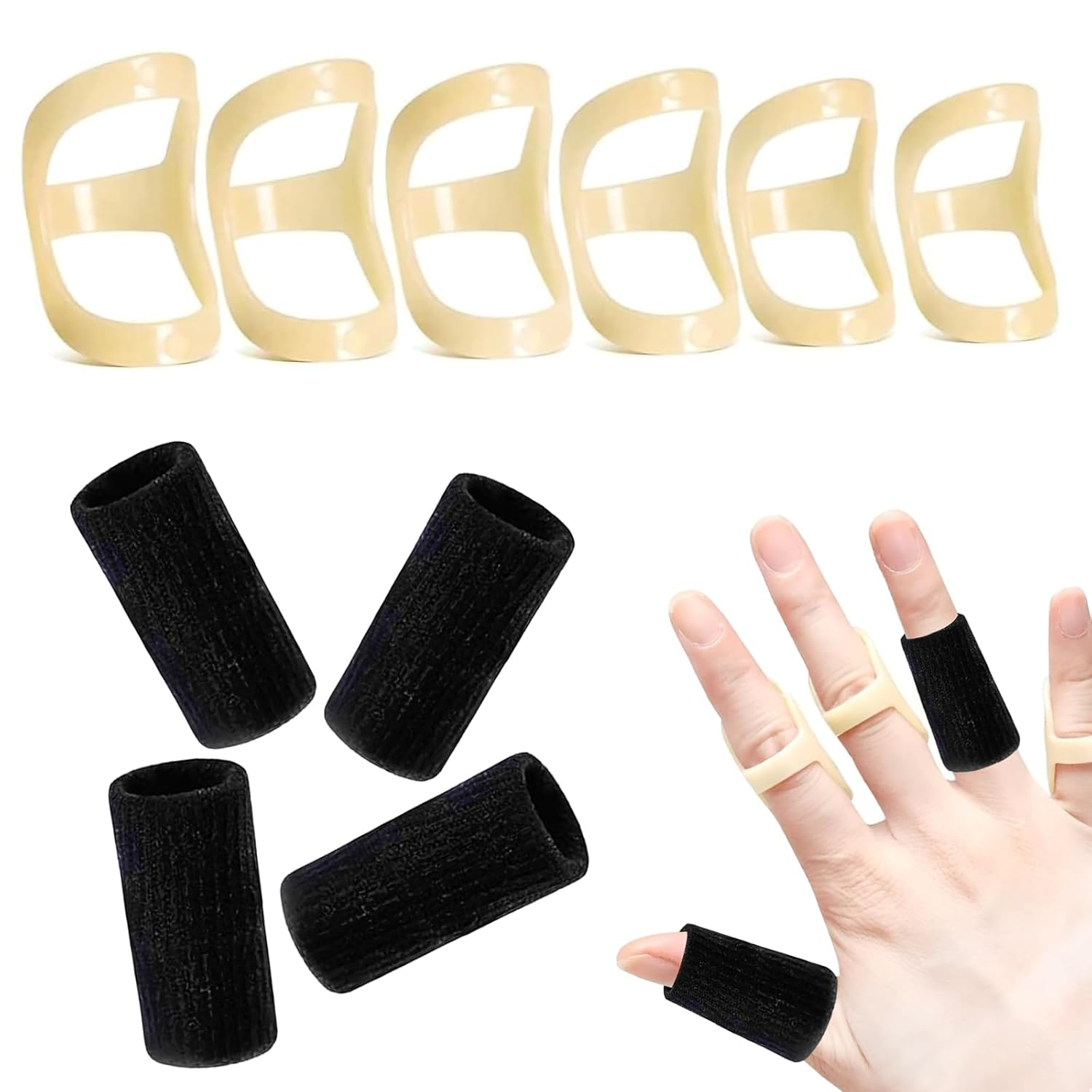 Luojinluoda 10 Pack Oval Finger Splints & Sleeves Kit, Waterproof Trigger Finger Splints, Adjustable Thumb Brace Support for Straightening, Thumb Splint & Finger Brace for Arthritis, Mallet Finger Splint image number 5