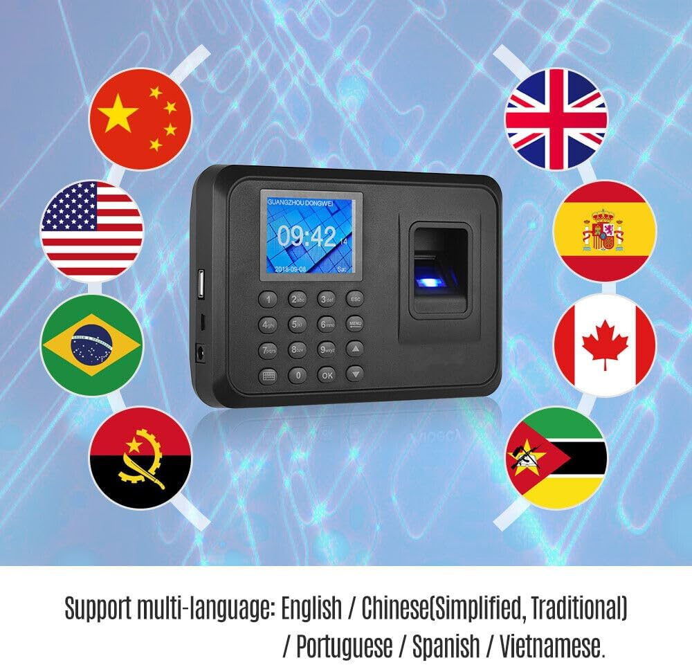 Biometric Fingerprint Password Attendance Machine Employee Check-In Time Clock image number 6