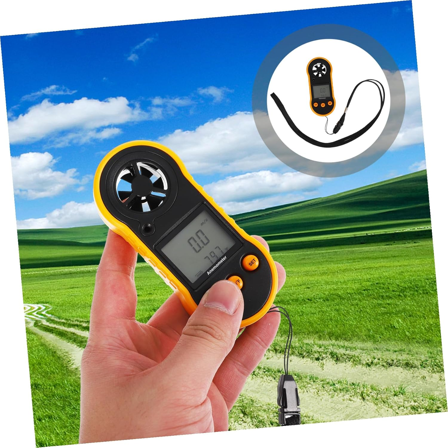 Digital Handheld Anemometer Wind Speed Meter Temperature Measurement and Backlight Screen Display for Air Flow Velocity and Wind Velocity Measurement image number 1