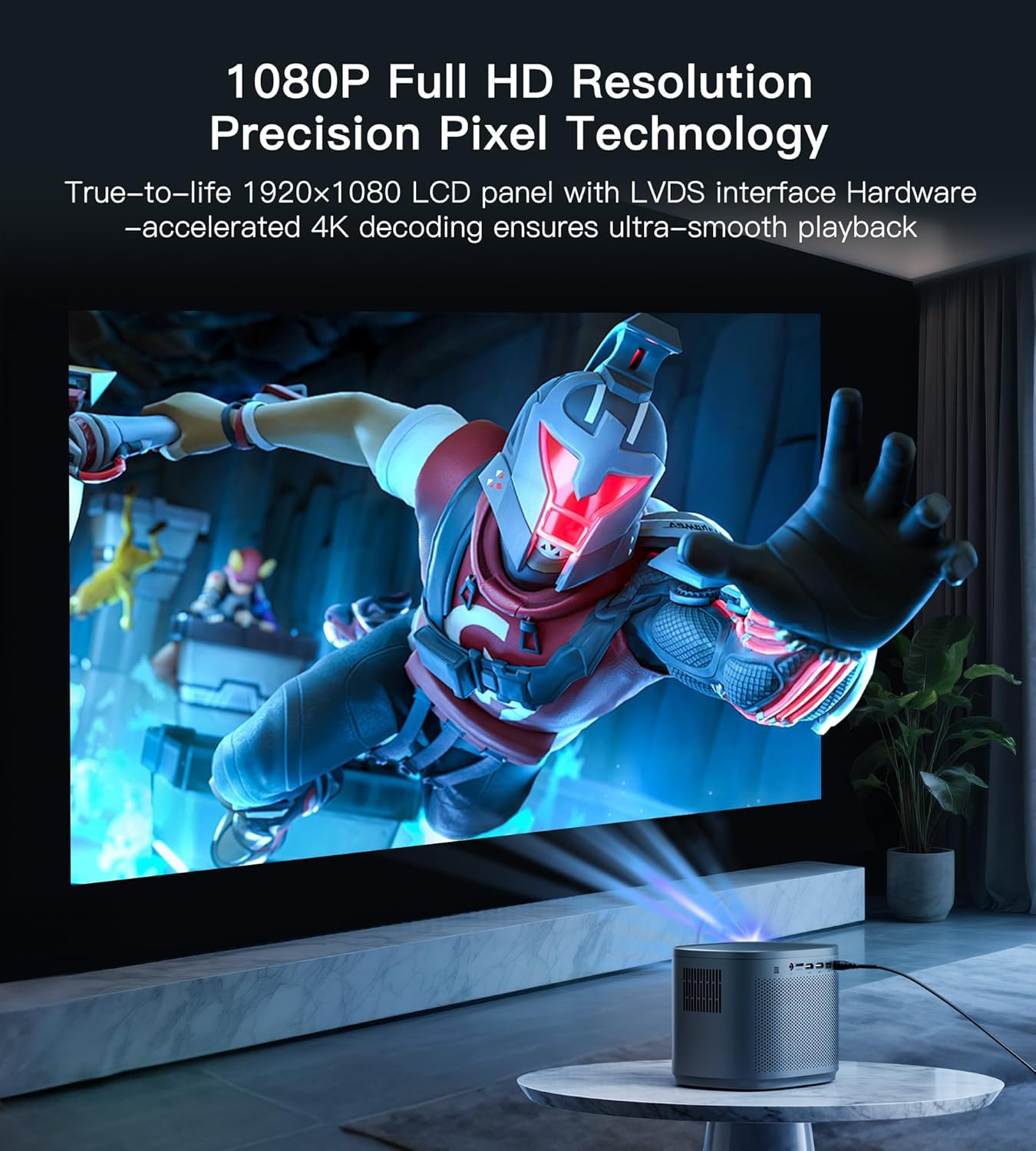 Mini Projector 1080P HD,4K Supported Portable Movie Projector-200&rdquo; Display,Built-In Speaker, Auto Keystone,Auto Focus,Compatible with Smartphone/Tablet/Laptop/Hdmi/Usb-Ideal for Outdoor & Home Theater