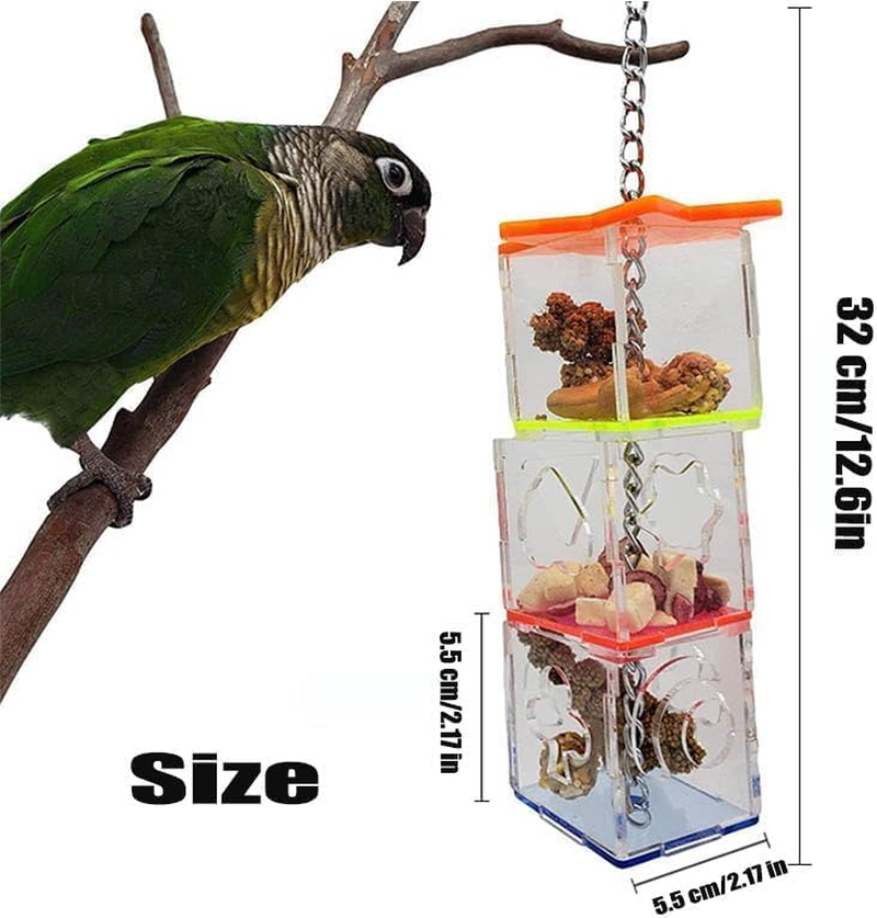 Multilayer Bird Parrot Forage Box, 1Pc Creative Hanging Chickens Parrot Bird Forage Box, Hanging Treat Foraging Toy Transparent Acrylic Food Holder image number 1