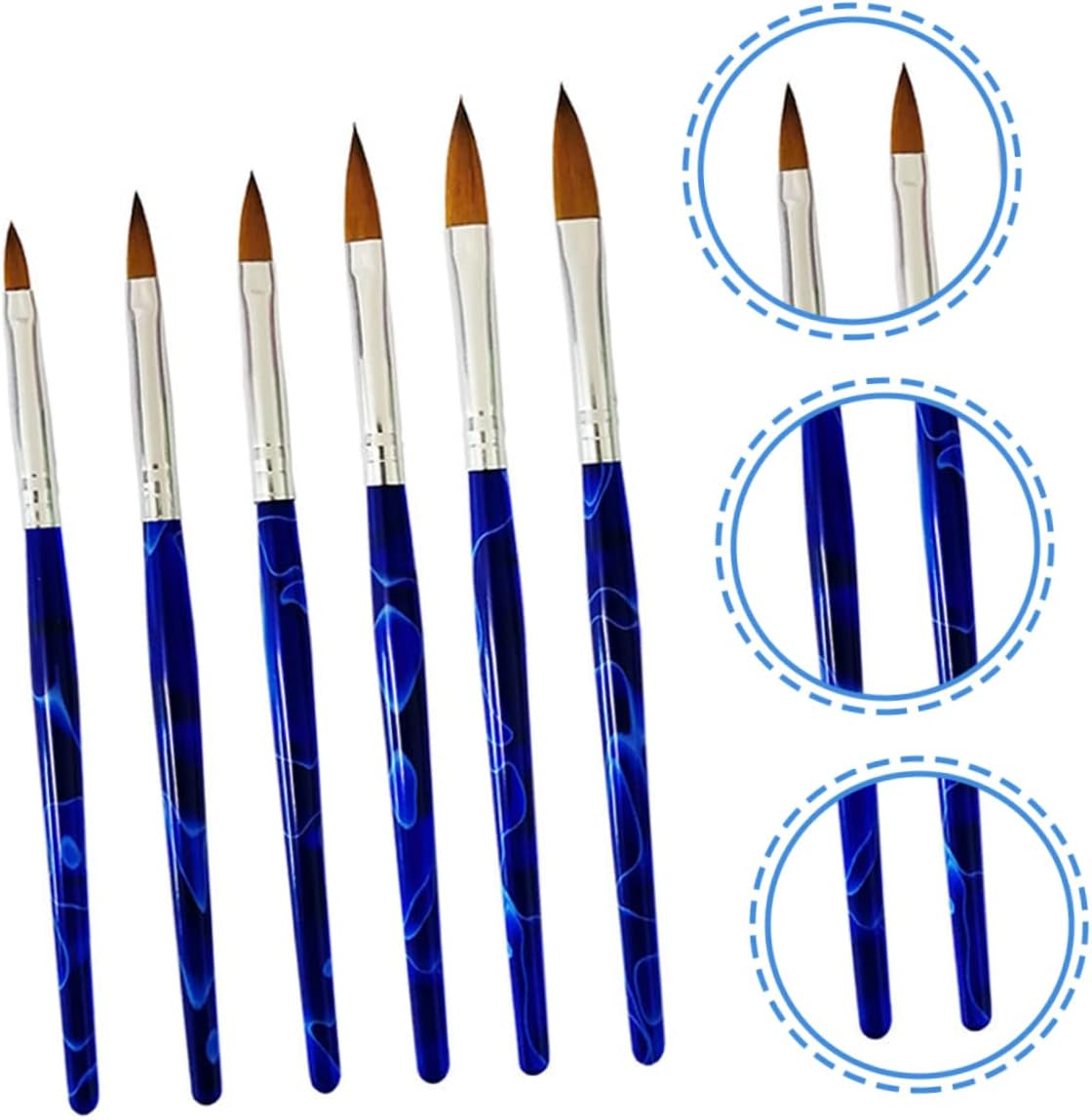 Baluue 6Pcs Nail Tools Kit Manicure Art Brush Pen Flexible Smooth Hair for Creative Nail Designs for Salon School image number 5