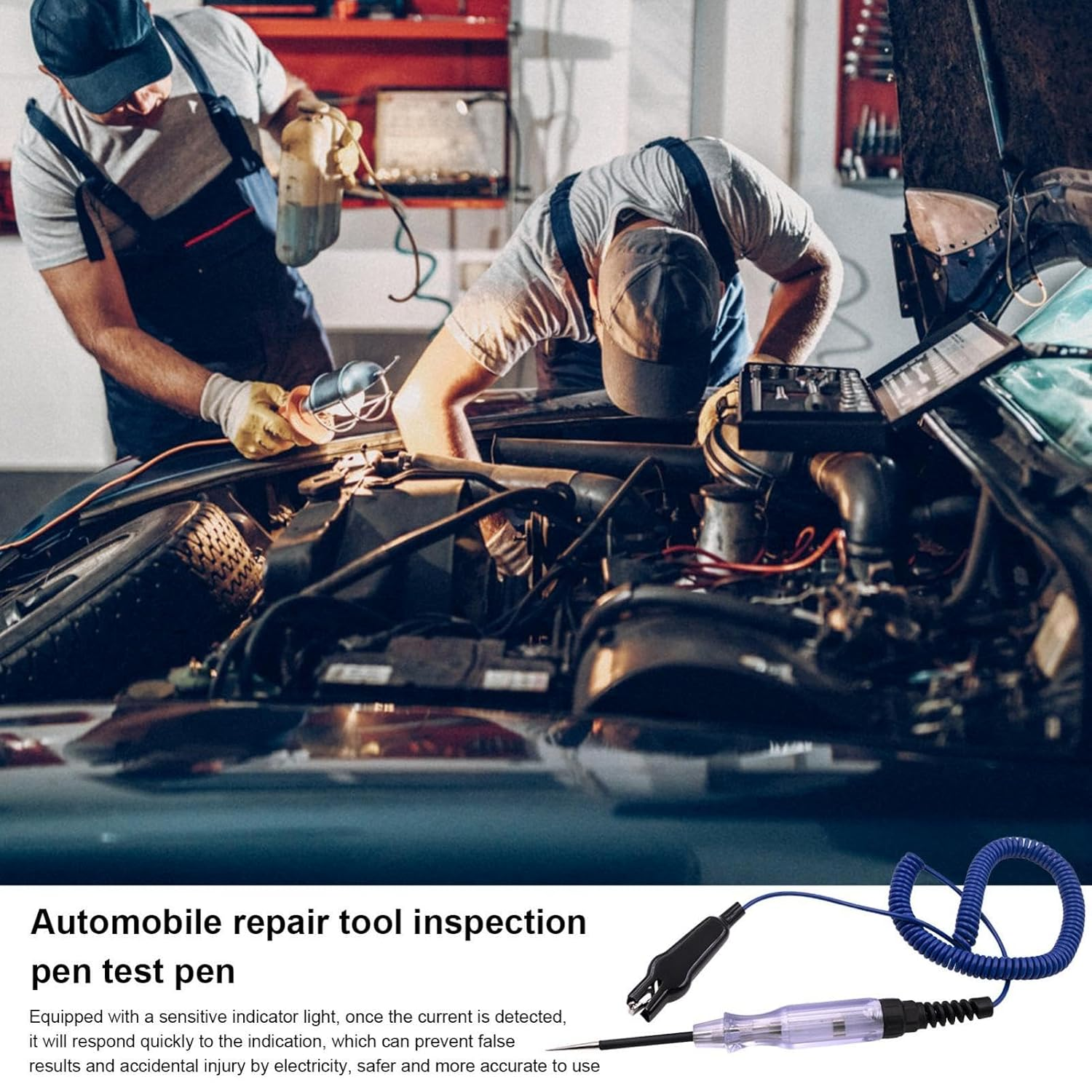 Test Light Automotive | Voltage Circuit Tester Heavy Duty 6-24V Test Light | Fuse Pen with Extended Spring Wire Probe Electric Tool for Truck image number 1