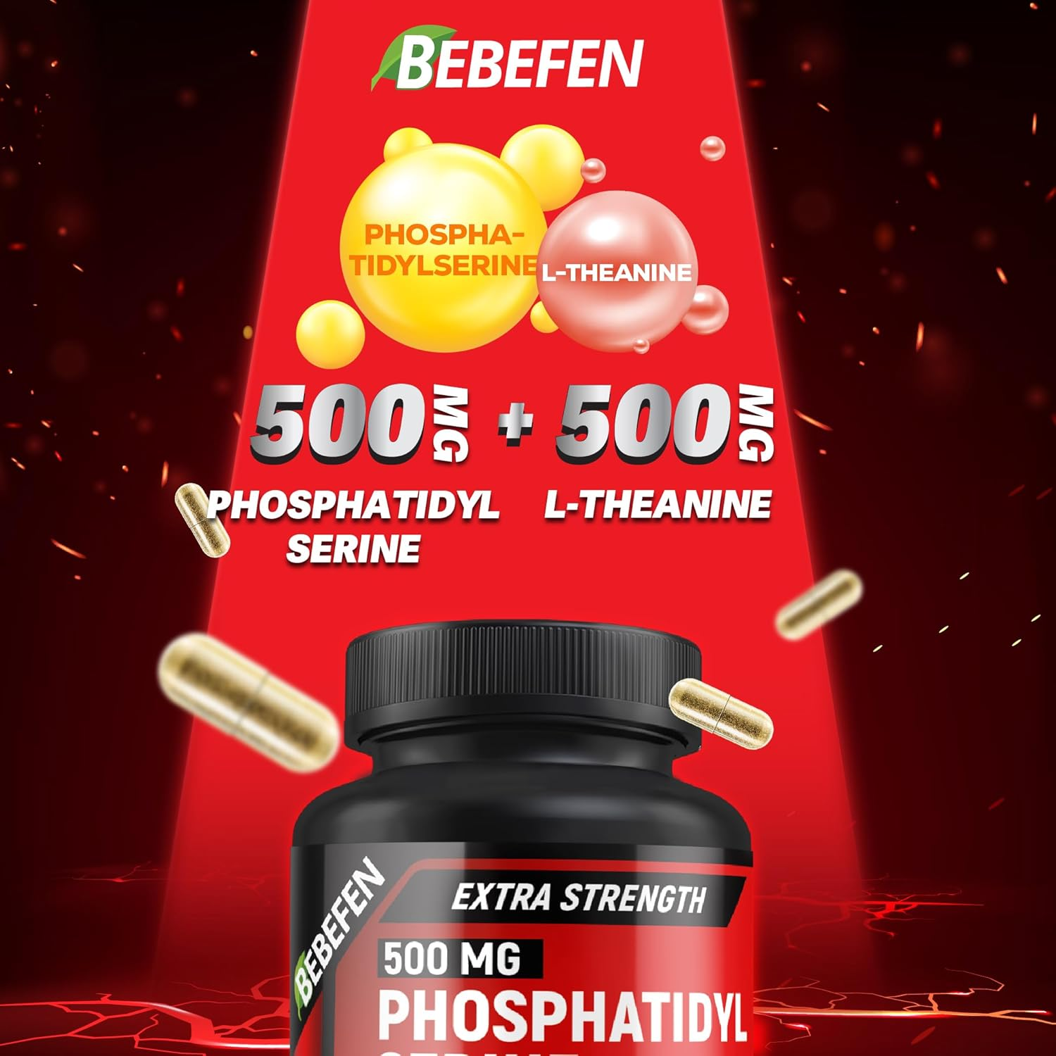 Phosphatidylserine Supplement 500Mg per Serving with L-Theanine 500 Mg, 60 Capsules (Phosphatidyl Serine Complex) by BEBEFEN image number 5