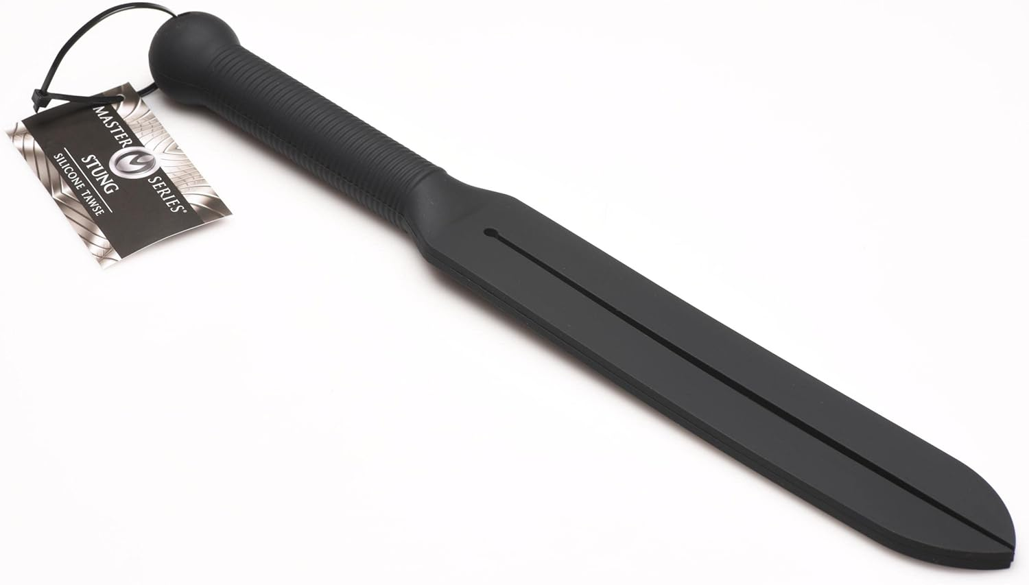 MASTER SERIES Stung Dual Tip Silicone Tawse BDSM Paddle. Spanking Paddle Tool, Flogger Sex Whips and Sex Bondage Toys for Adult Women, Men and Couples. 15 Inches Long, Black image number 2