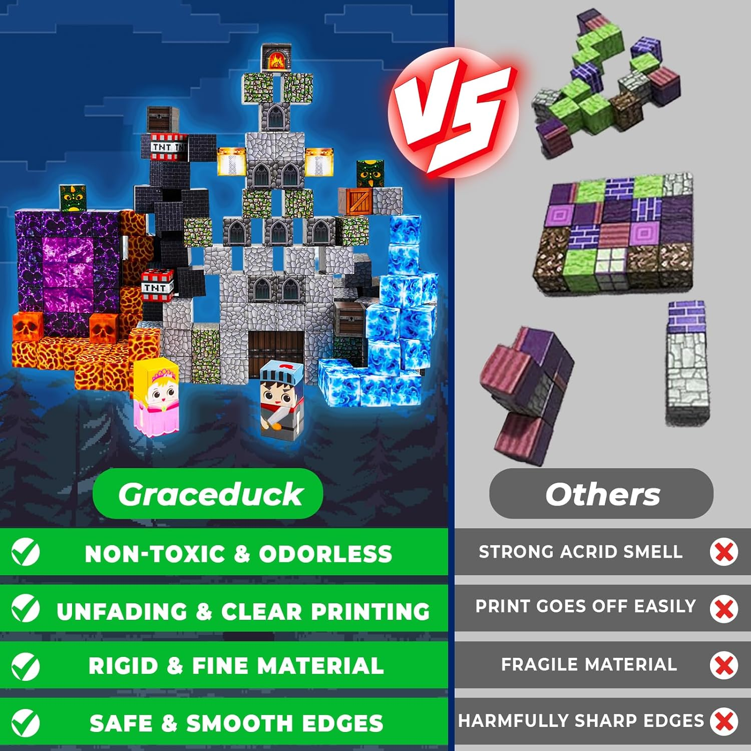 Magnetic Blocks - 150 PCS Build Magnetic Dark Castle Sword Domain World - Magnetics Construction Cube Toys - STEM Montessori Sensory Toys for Toddlers 6 7 8 9 10 Year Old Boys & Girls