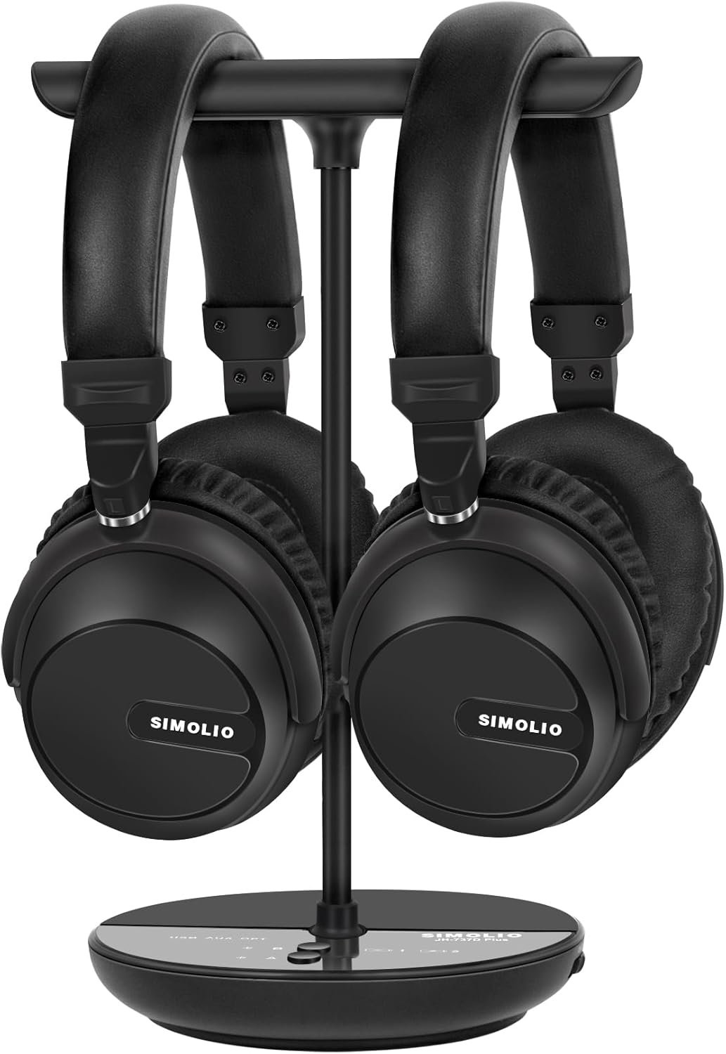 SIMOLIO JH-737D2 Dual Wireless TV Headphones, Bluetooth 5.2, Over-Ear, Black image number 6