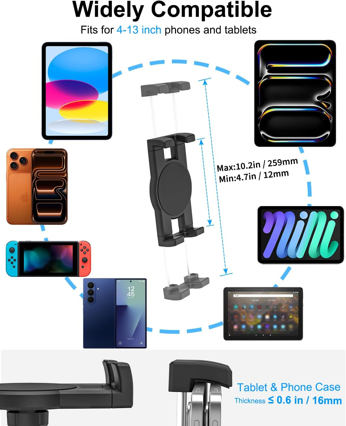 Car Tablet Holder, EXSHOW Cup Holder Tablet Mount, Car Cup Mount Tablet Phone Stand with Adjustable Arm for Ipad Pro 12.9 11 Mini Air 5 4 3, Galaxy Tabs, Iphone, 4-13" Cell Phones and Tablets image number 3