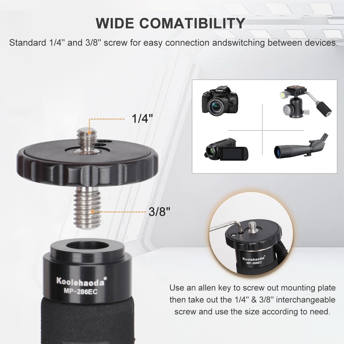 Koolehaoda Carbon Fiber Monopod, 6-Section Portable Compact Camera Monopod Unipod Stick. Max Load 22Lbs/10Kg - MP286C image number 1