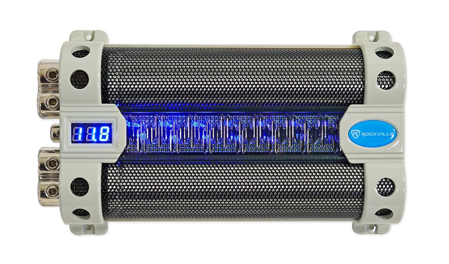 Rockville RFC50F V2 50 Farad Car Audio Capacitor, 3-Digit Super Bright Blue LED Voltage Display, Polarity Alerts, Heavy-Duty Terminals, for Car Audio Systems image number 1