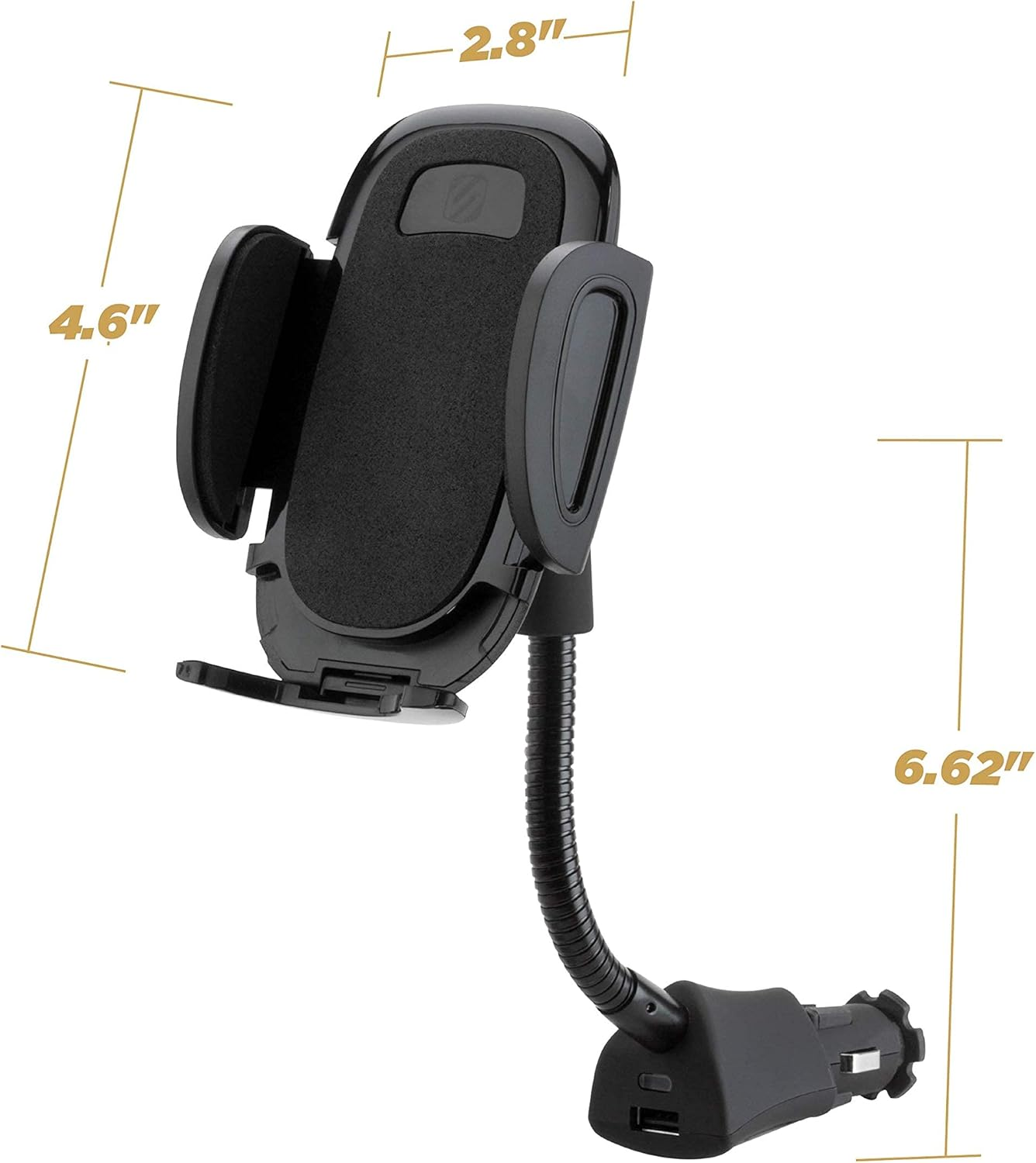 Scosche SUH12V Select Power Socket Mount with Phone Mount for Car, Flexible Neck, and USB Charging Port, 360 Rotation, Black image number 5