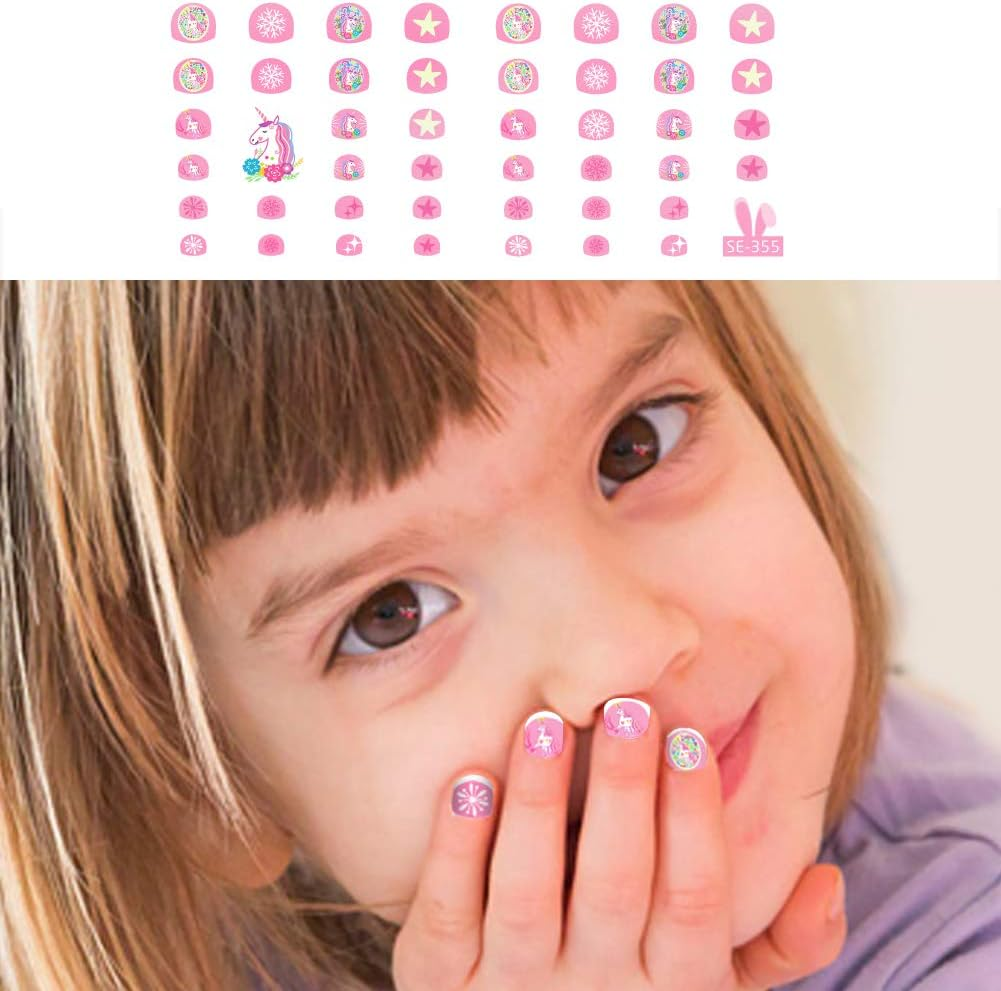 Fanoshon Unicorn 3D Nail Art Stickers Decals Self-Adhesive for Kids Little Girls, 270+ Cute Nail Tip Star Crown Princess Nail Manicure for Fingernails Toenails Birthday Party Supplies Gift Favors image number 4